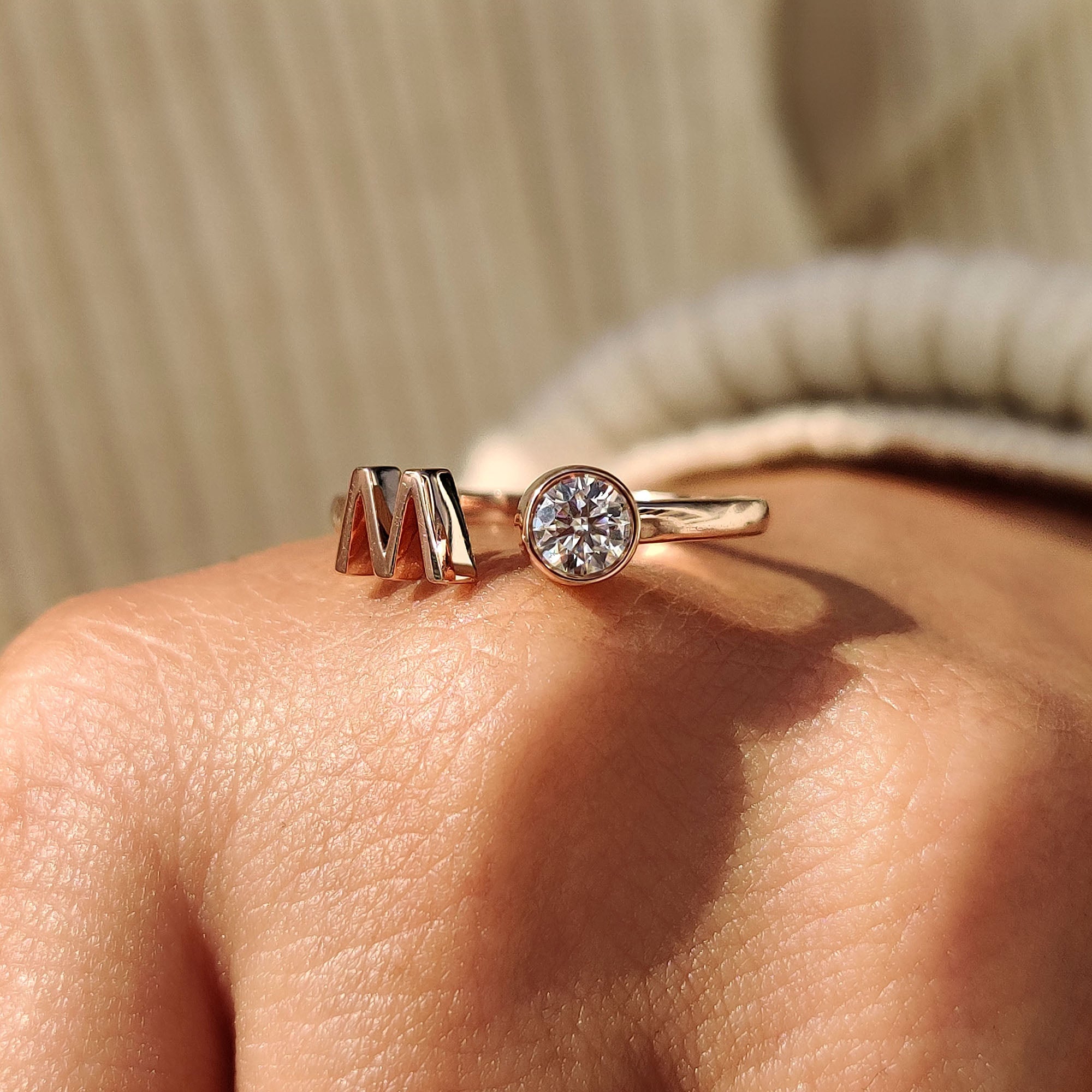 Open Pass Rings Shop Round Cut Open Gap Ring Set With Personalized Letter