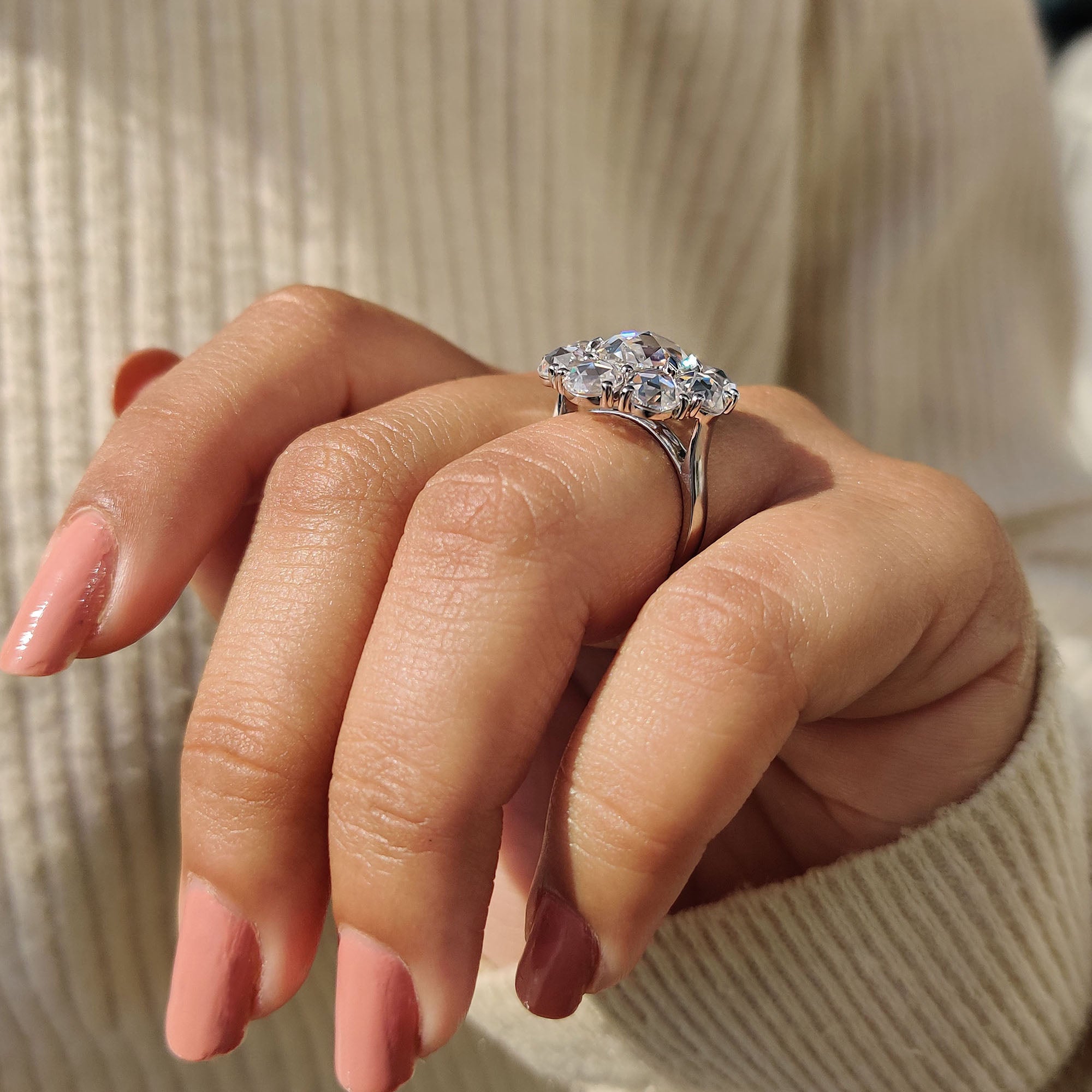 White gold ring delivers a clean and modern finish.
