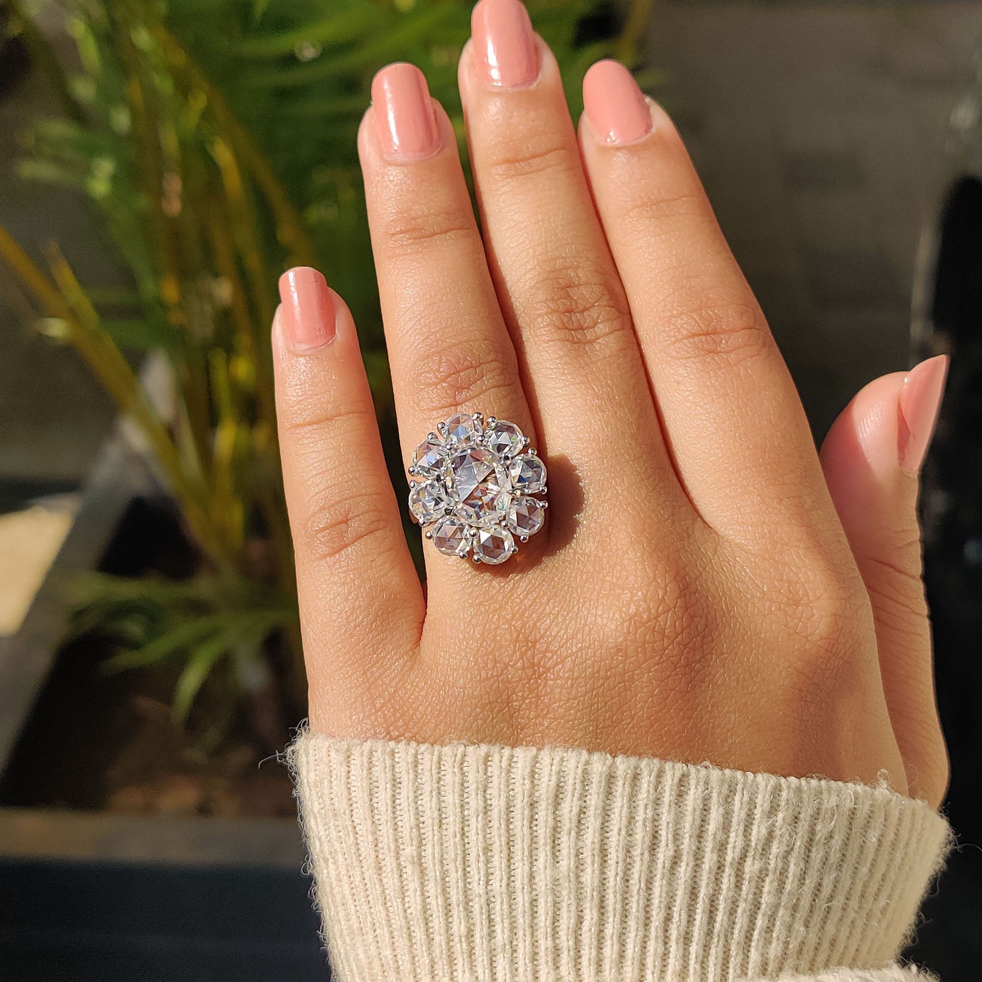 Moissanite engagement ring crafted for brilliance and affordability.
