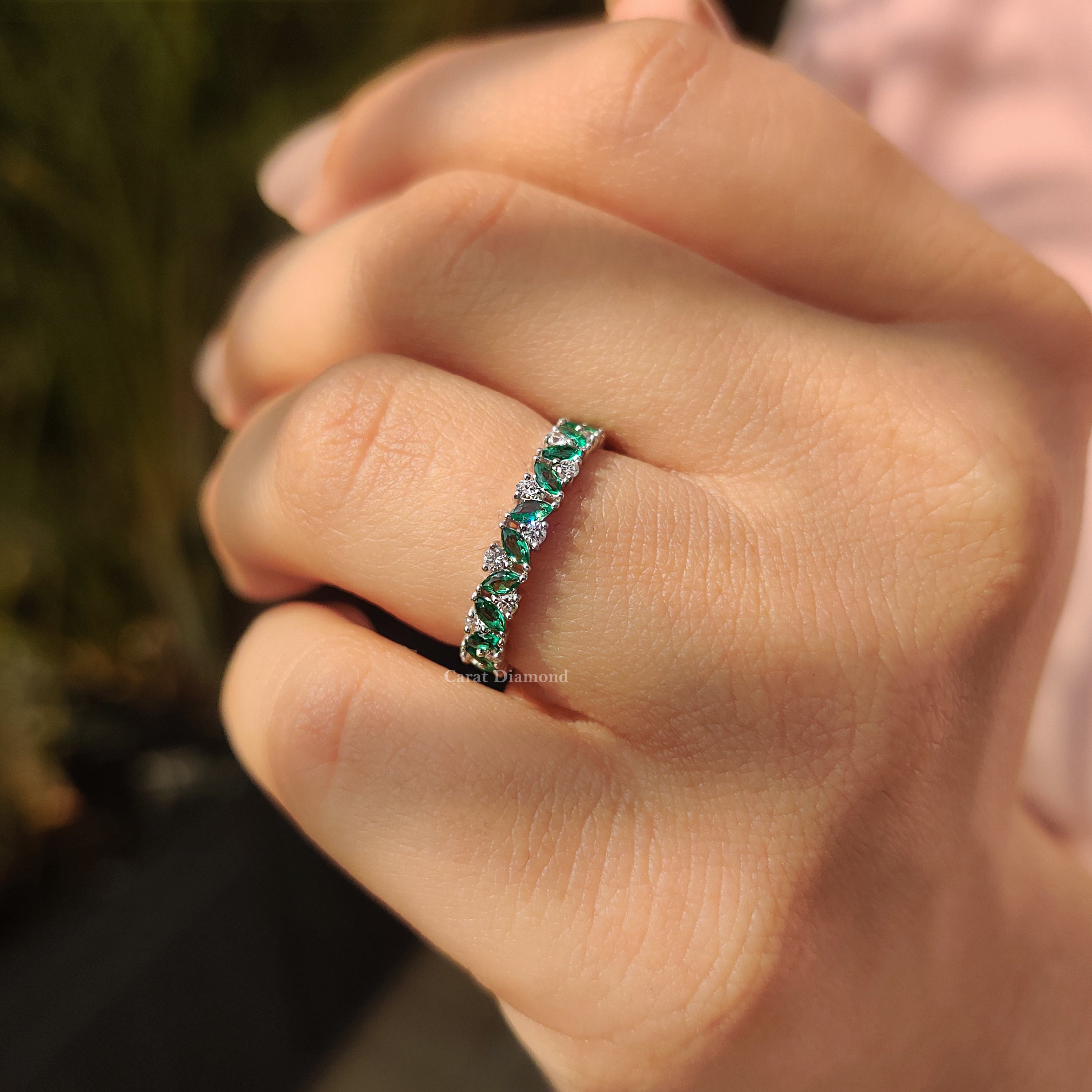 Eternity wedding band with diamonds all around.
