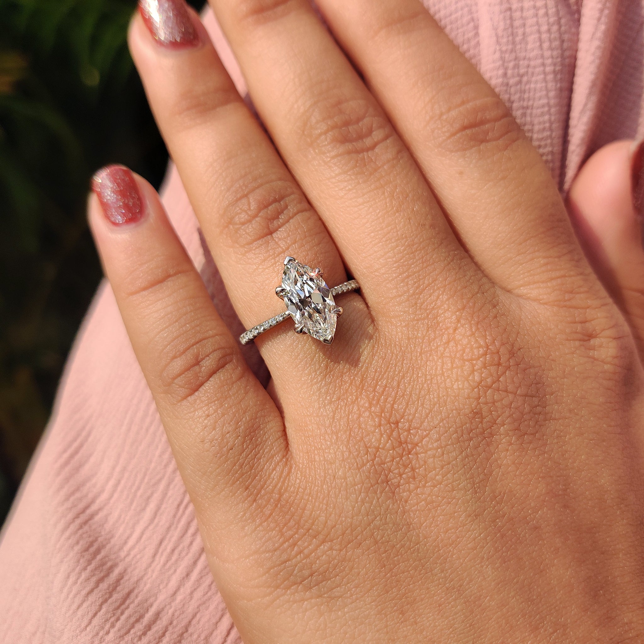 Marquise Cut Diamond Ring With Tulip Prong