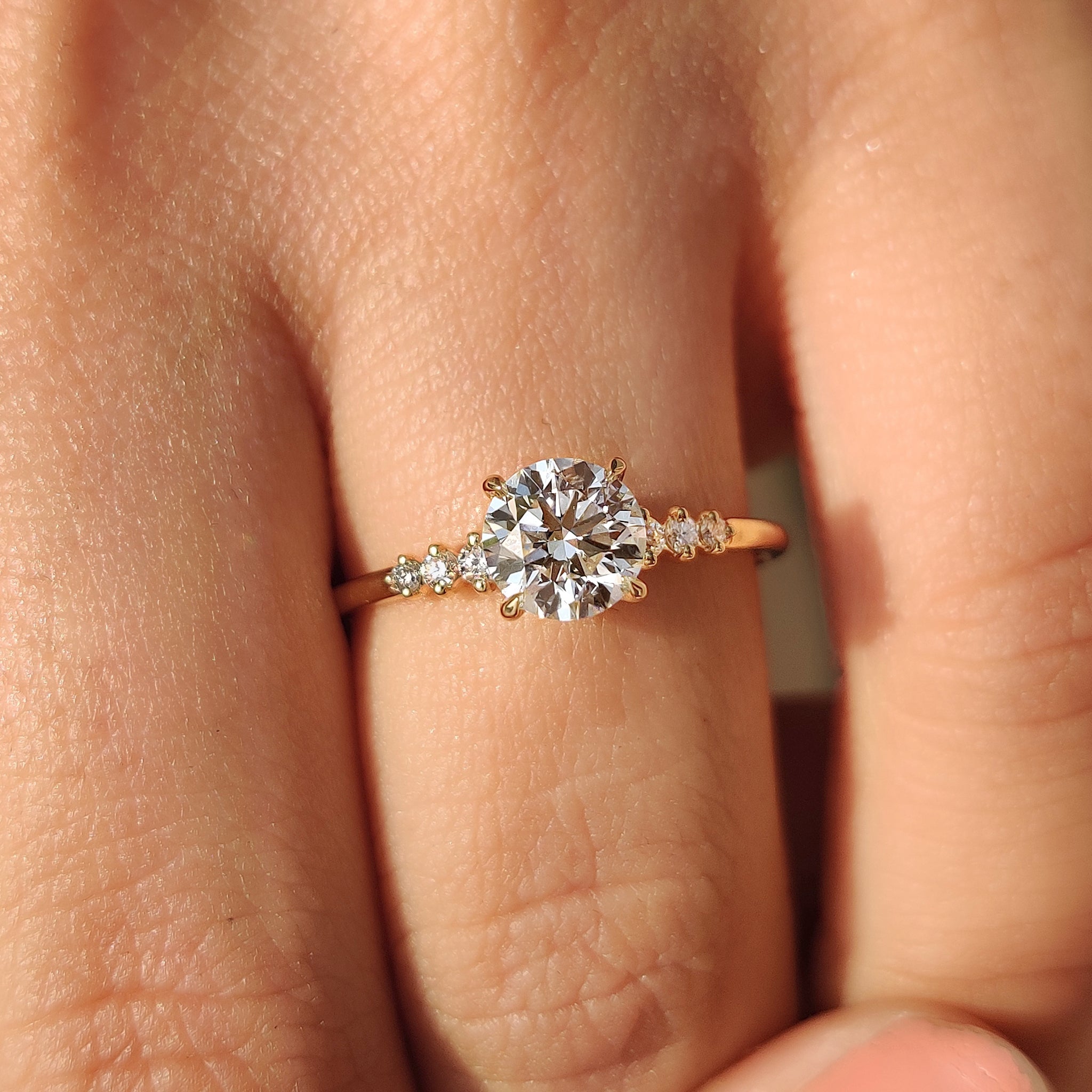 Round Diamond Ring with Side Stone