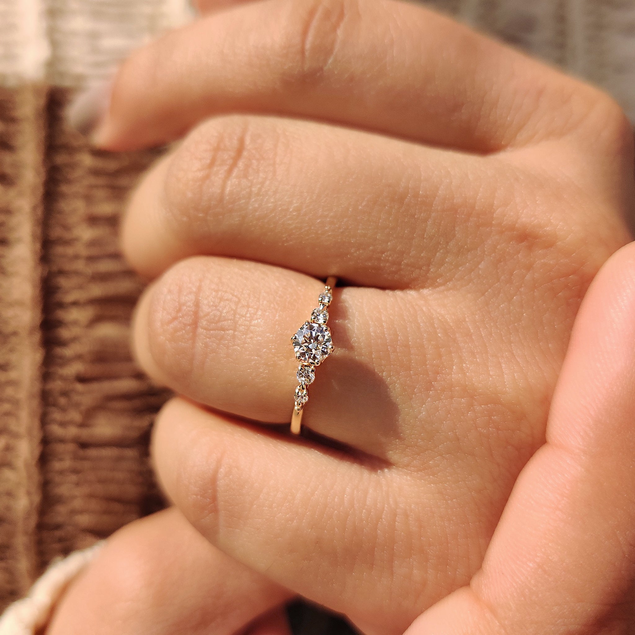 Round Diamond Ring with Round Side Stone