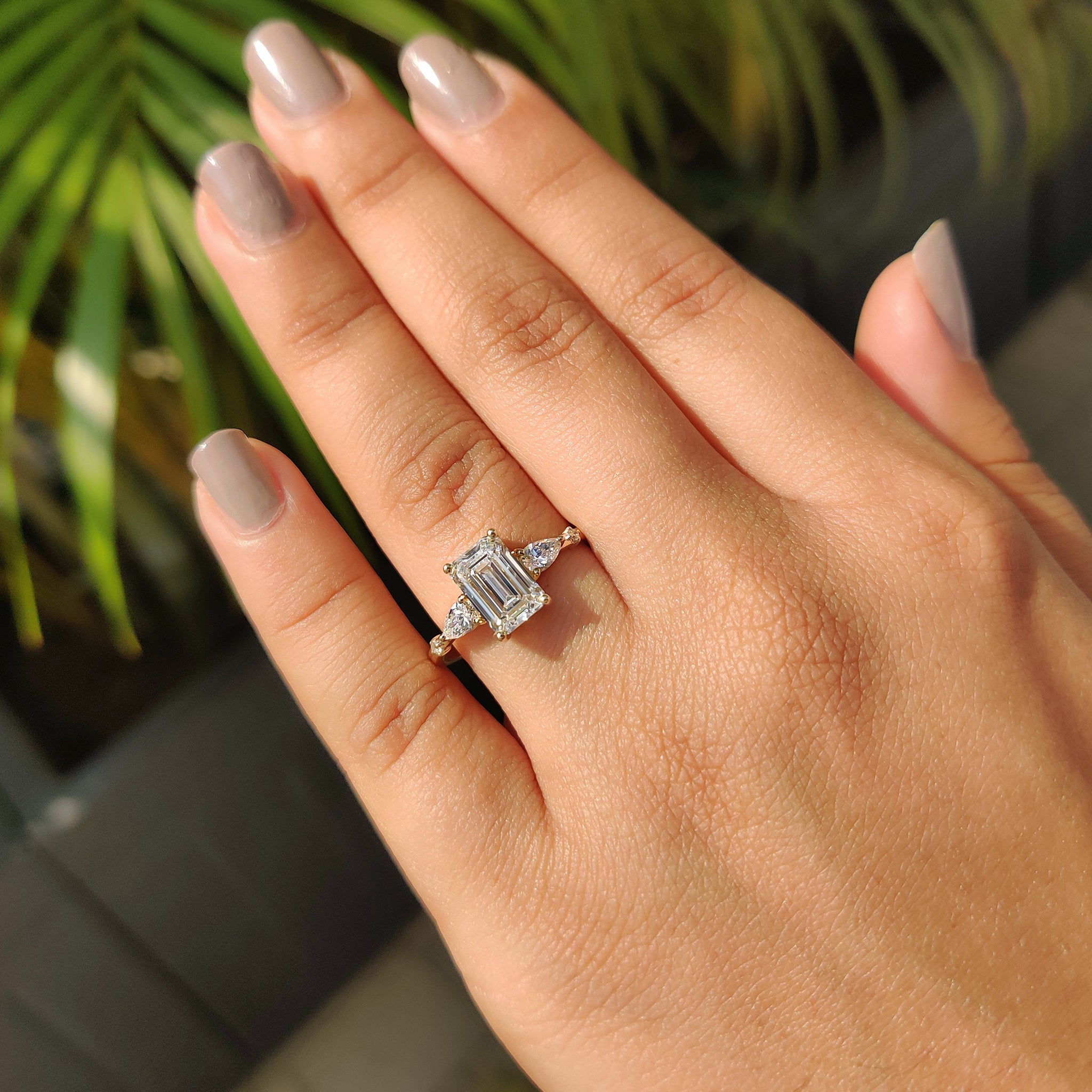 Handmade jewelry piece with lab grown diamonds and five stone design.
