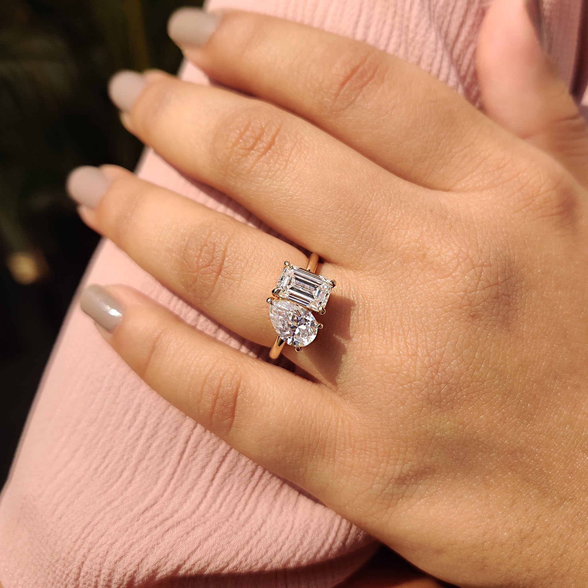 Pear engagement ring gives a soft yet stylish shape for everyday wear.
