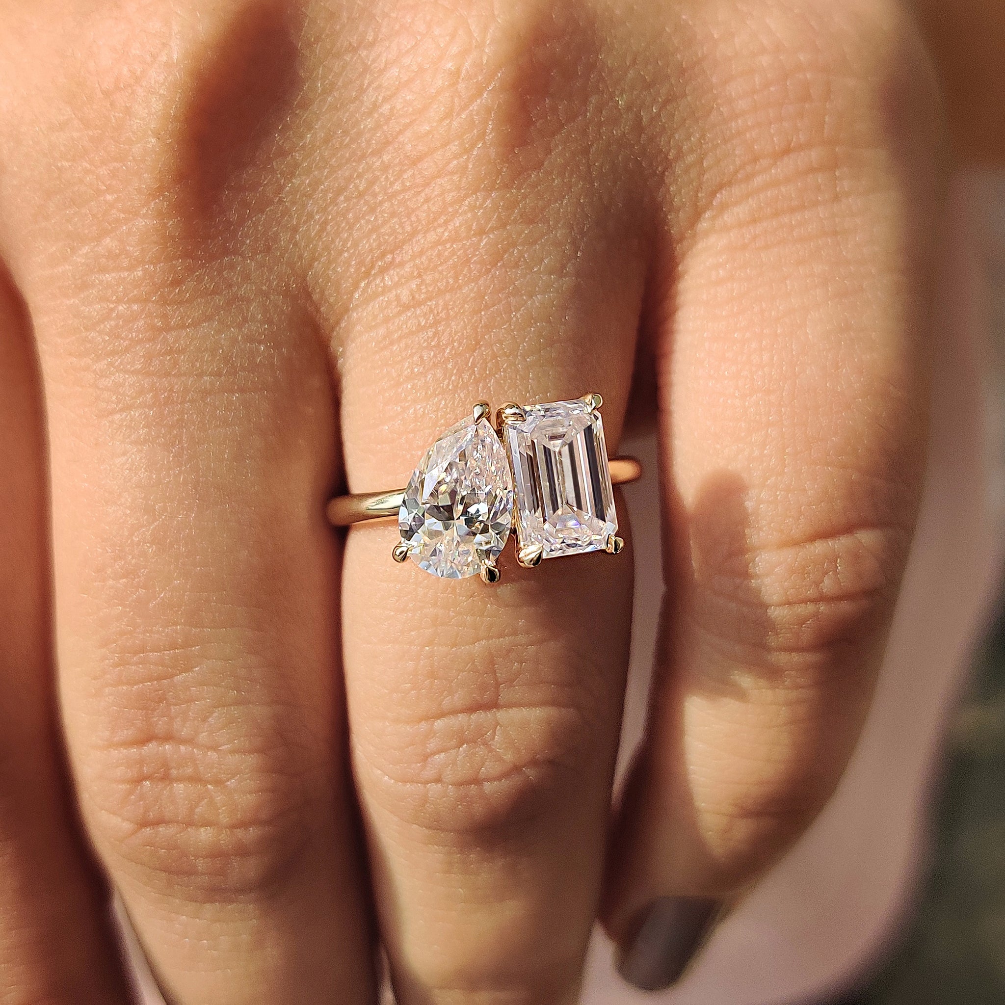 Yellow gold engagement ring adds warmth and a rich tone to the piece.
