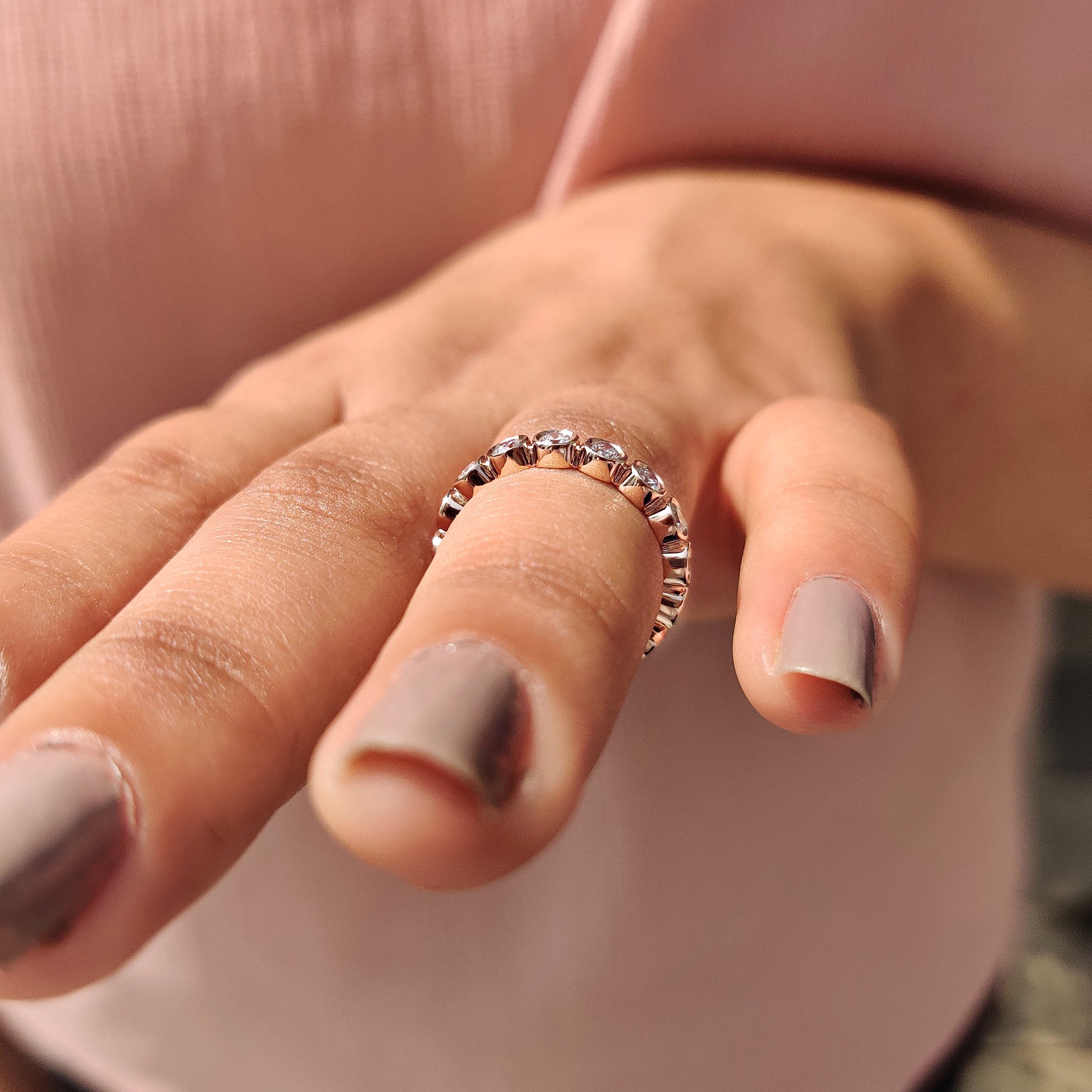 Gold Eternity Band – Round Cut Bezel Setting