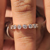 Bezel set wedding band with a sleek modern finish.
