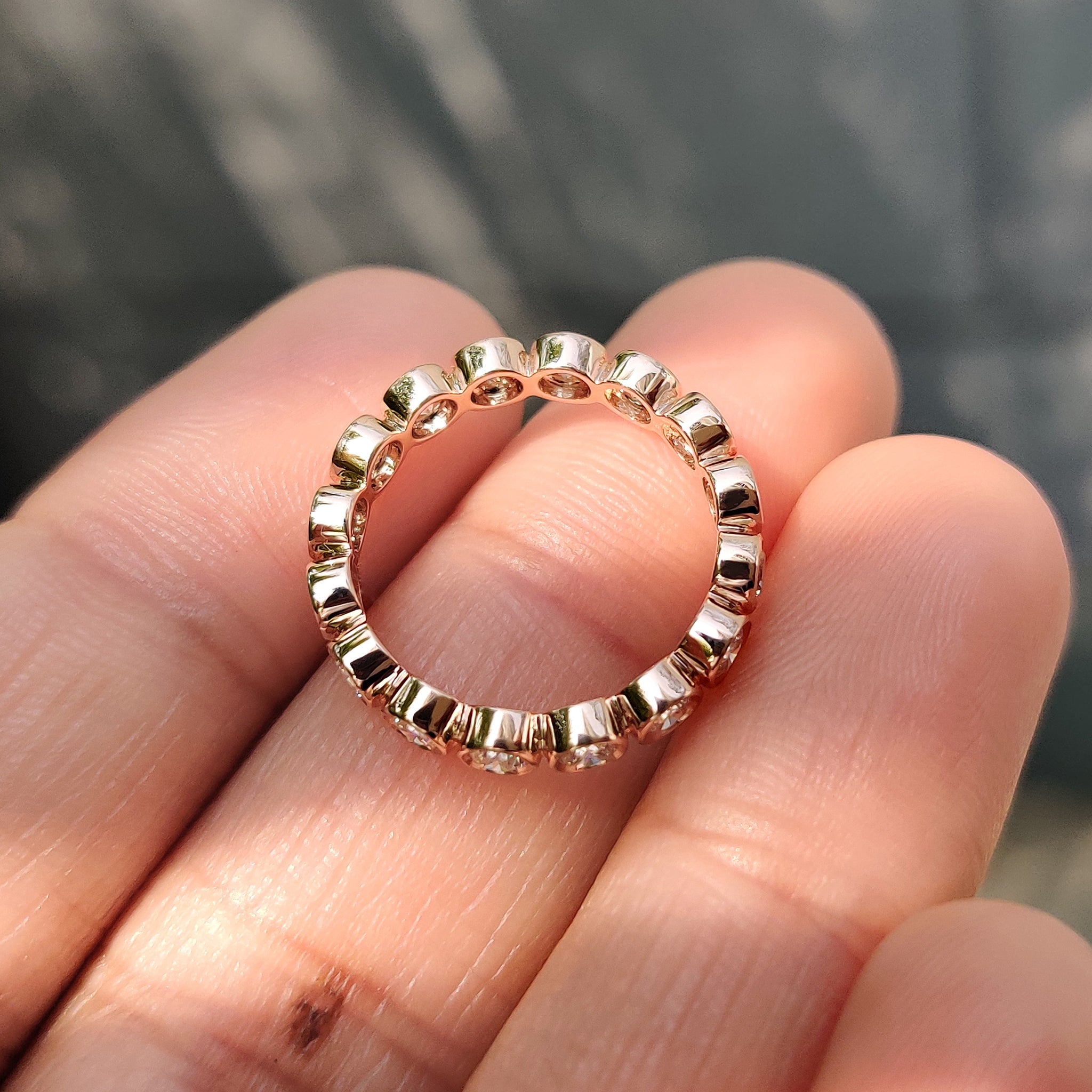 Round cut wedding band handcrafted for a timeless look.
