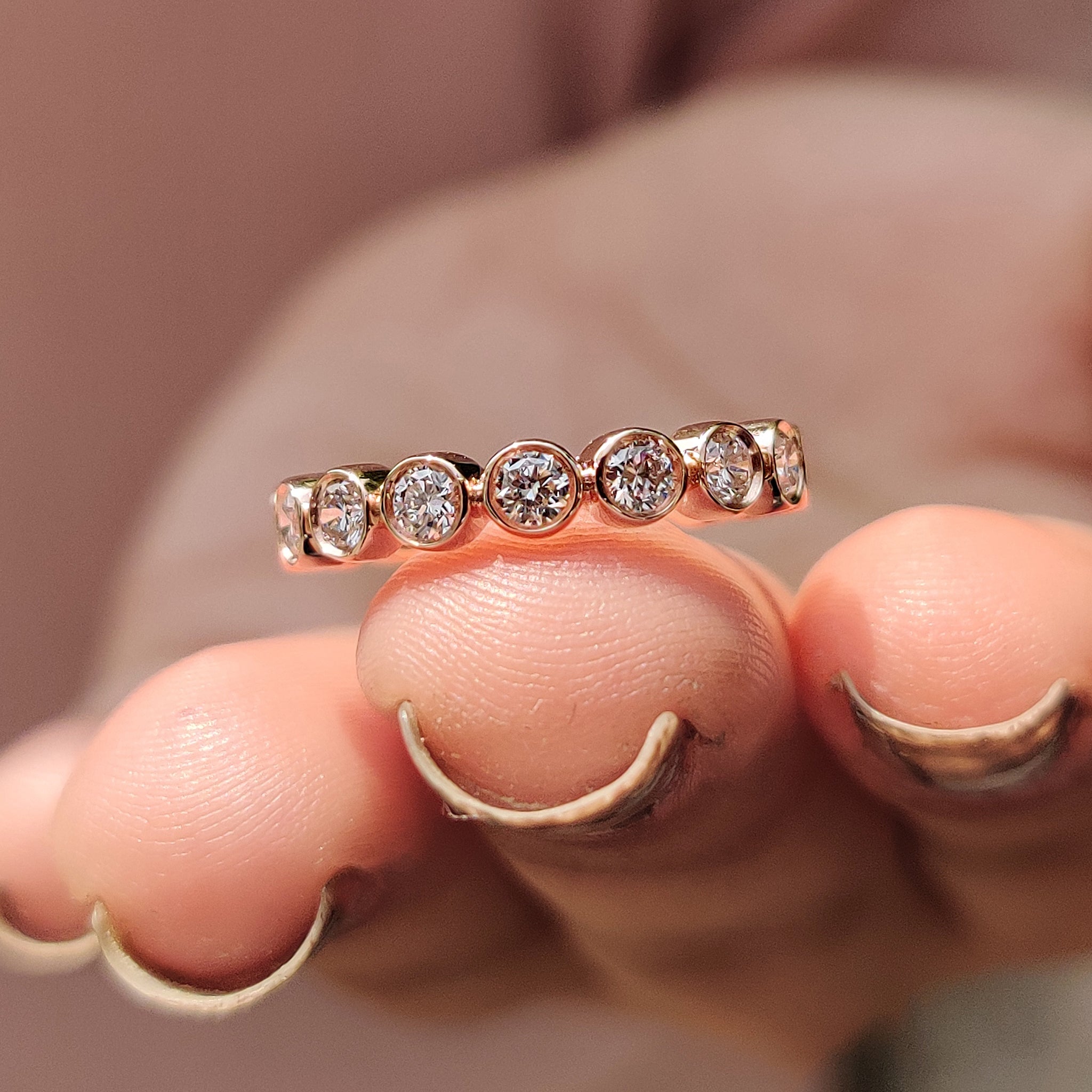 Full eternity wedding band with lab-grown diamonds.
