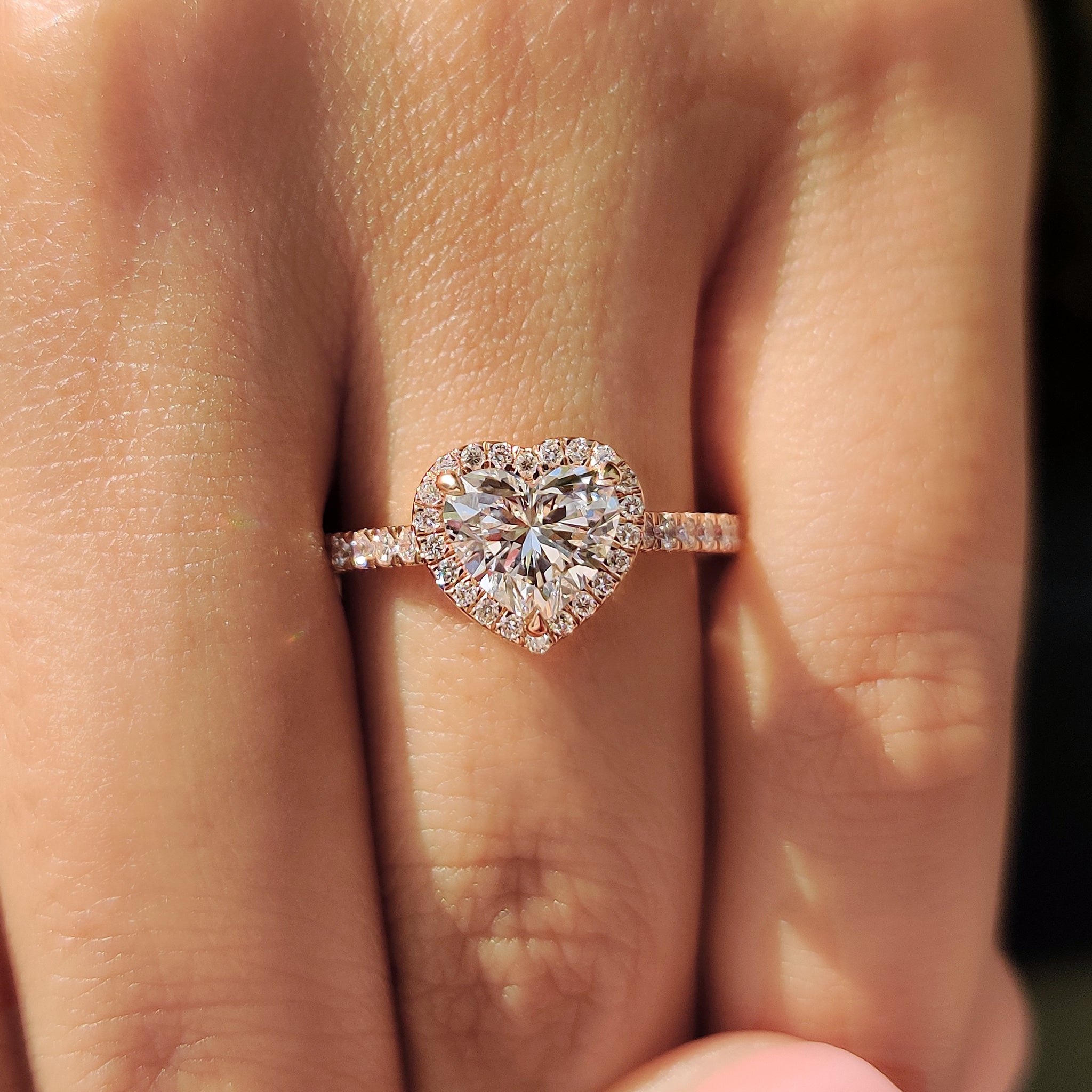 Rose gold diamond ring combines warmth and elegance in the design.