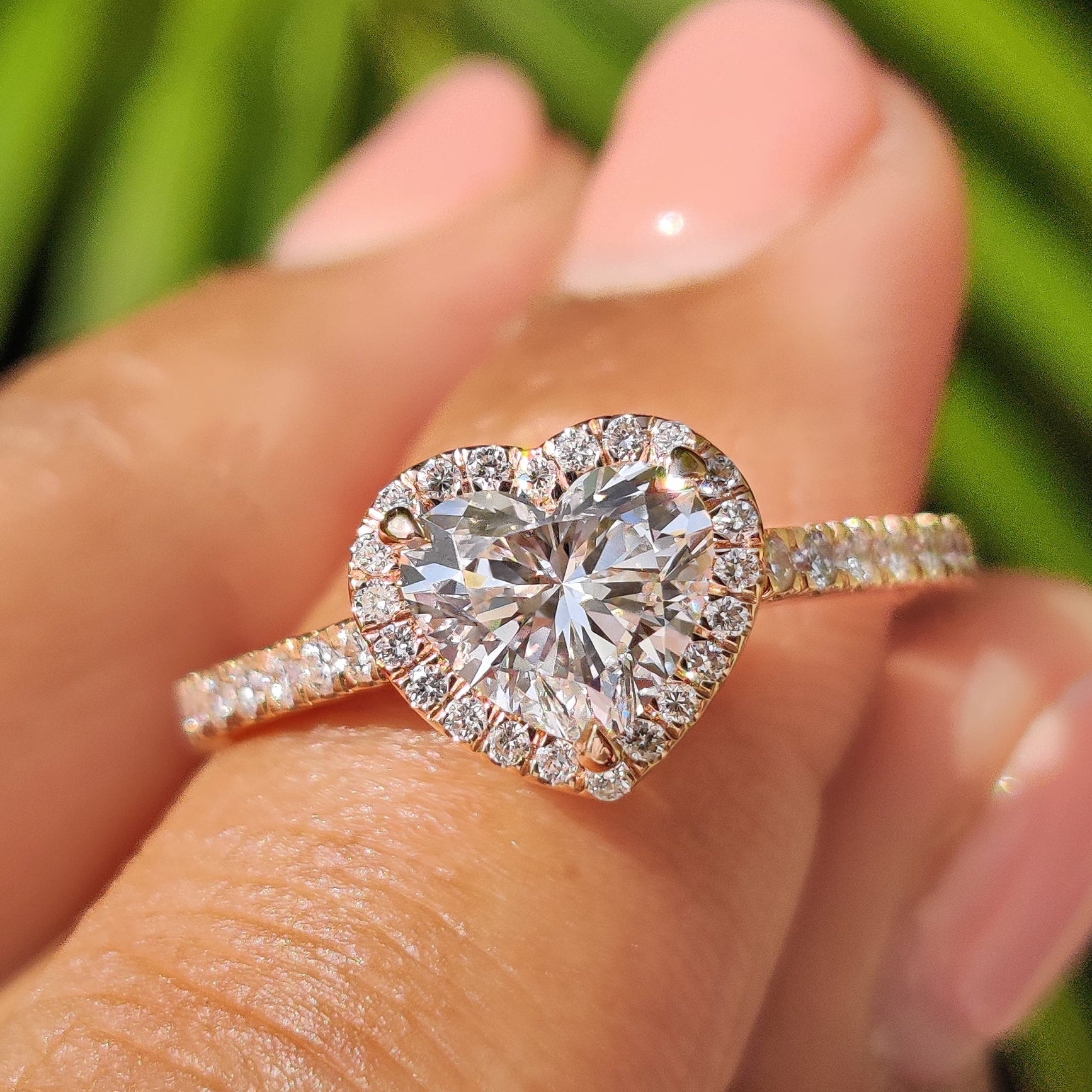 Heart Cut Diamond Ring With Pave And Halo Style