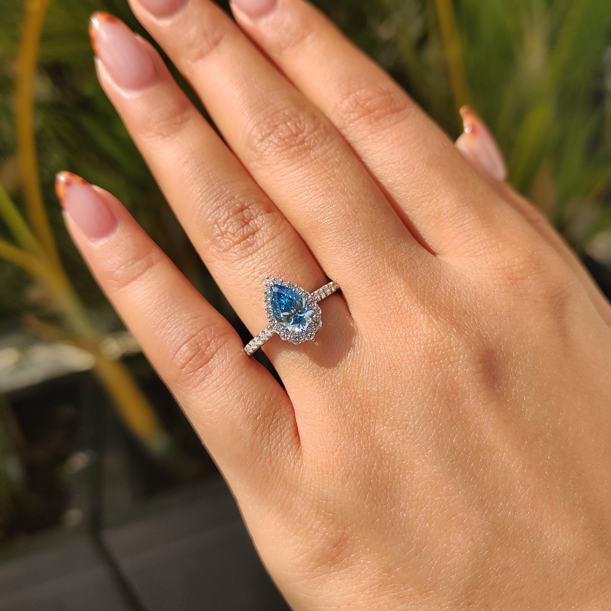 Pave diamond ring adds continuous sparkle around the band.

