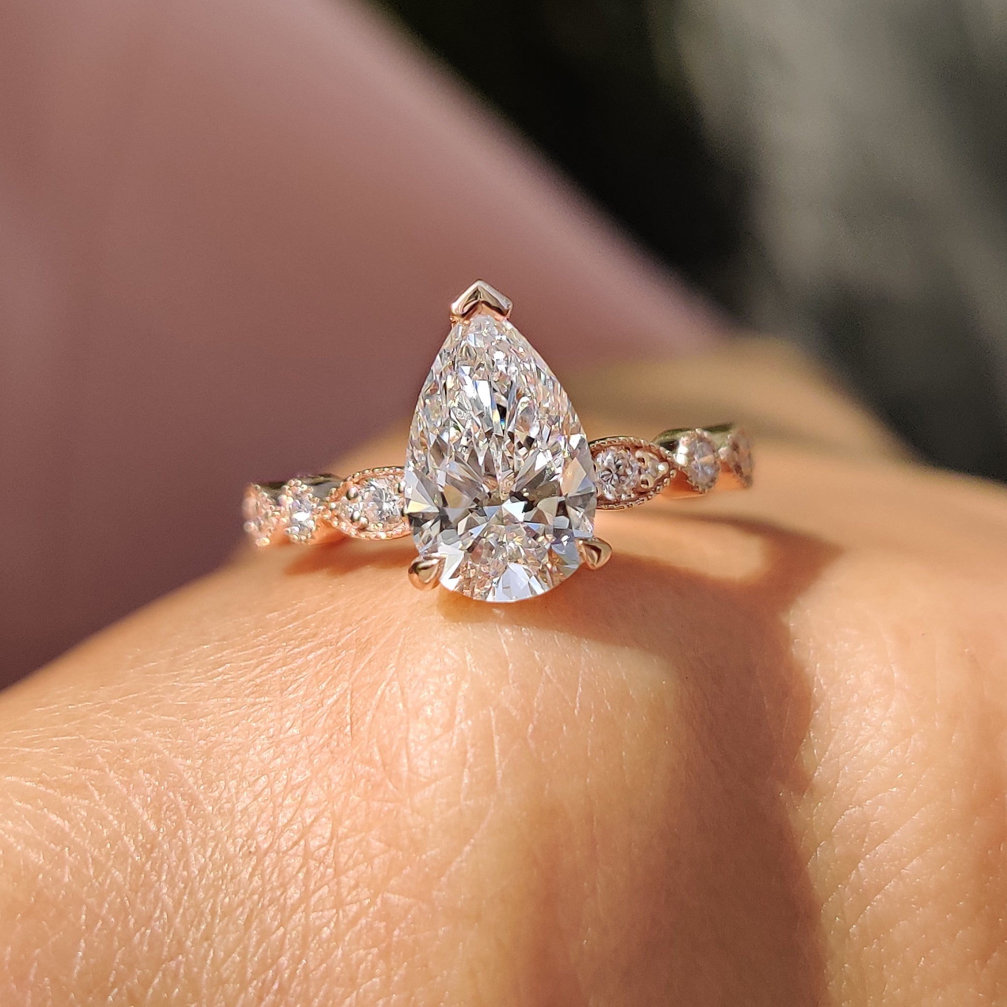 Diamond rose gold ring combines warmth and elegance in design.
