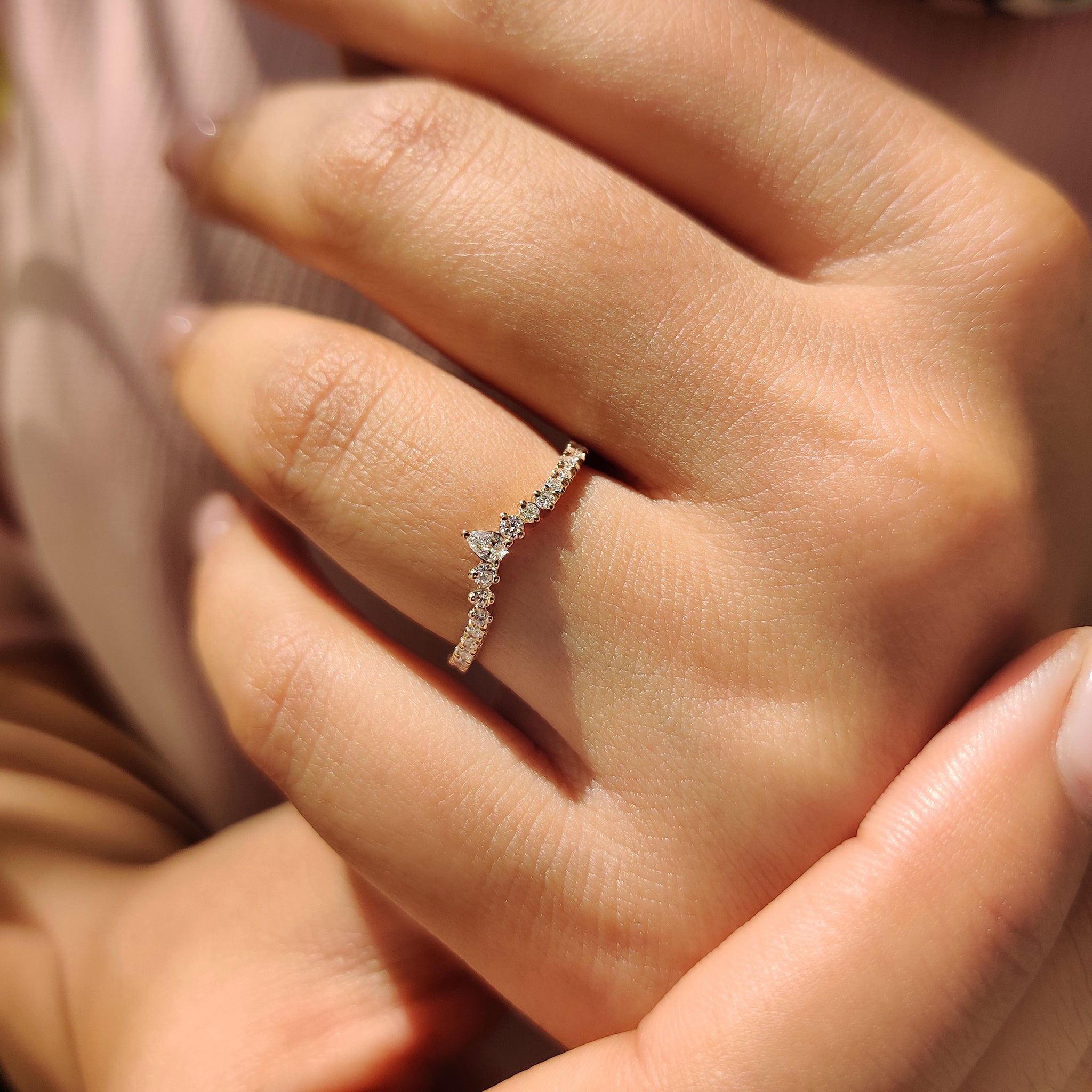 Half eternity band designed with handmade craftsmanship.
