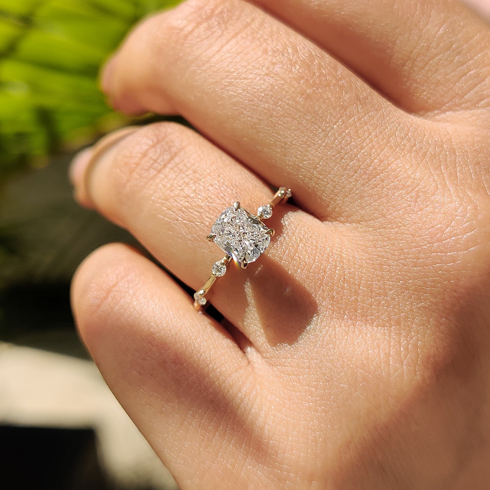 Cushion Cut Diamond Ring in Elegant Pave Setting