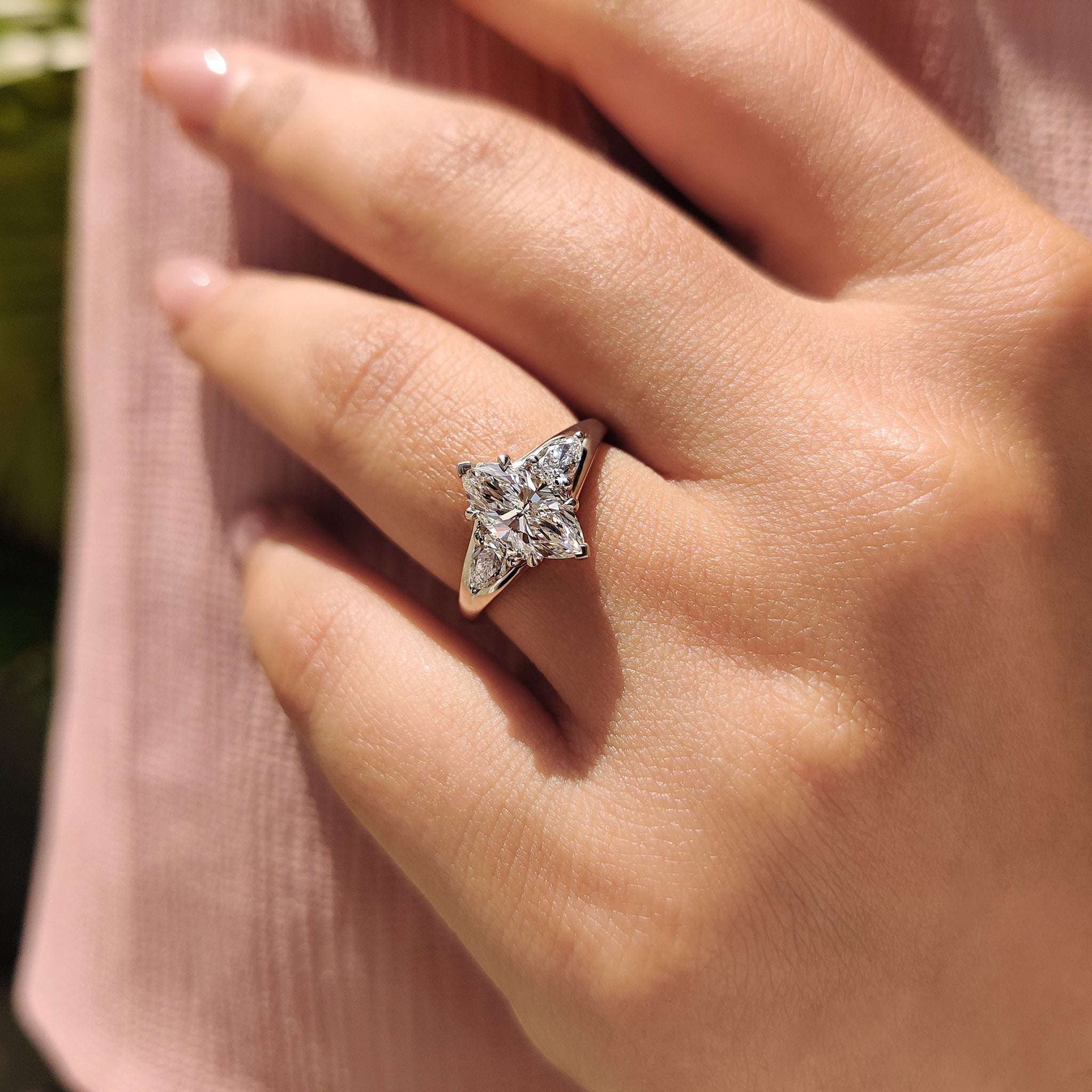 Marquise Cut Split Shank Engagement Ring - Main Image