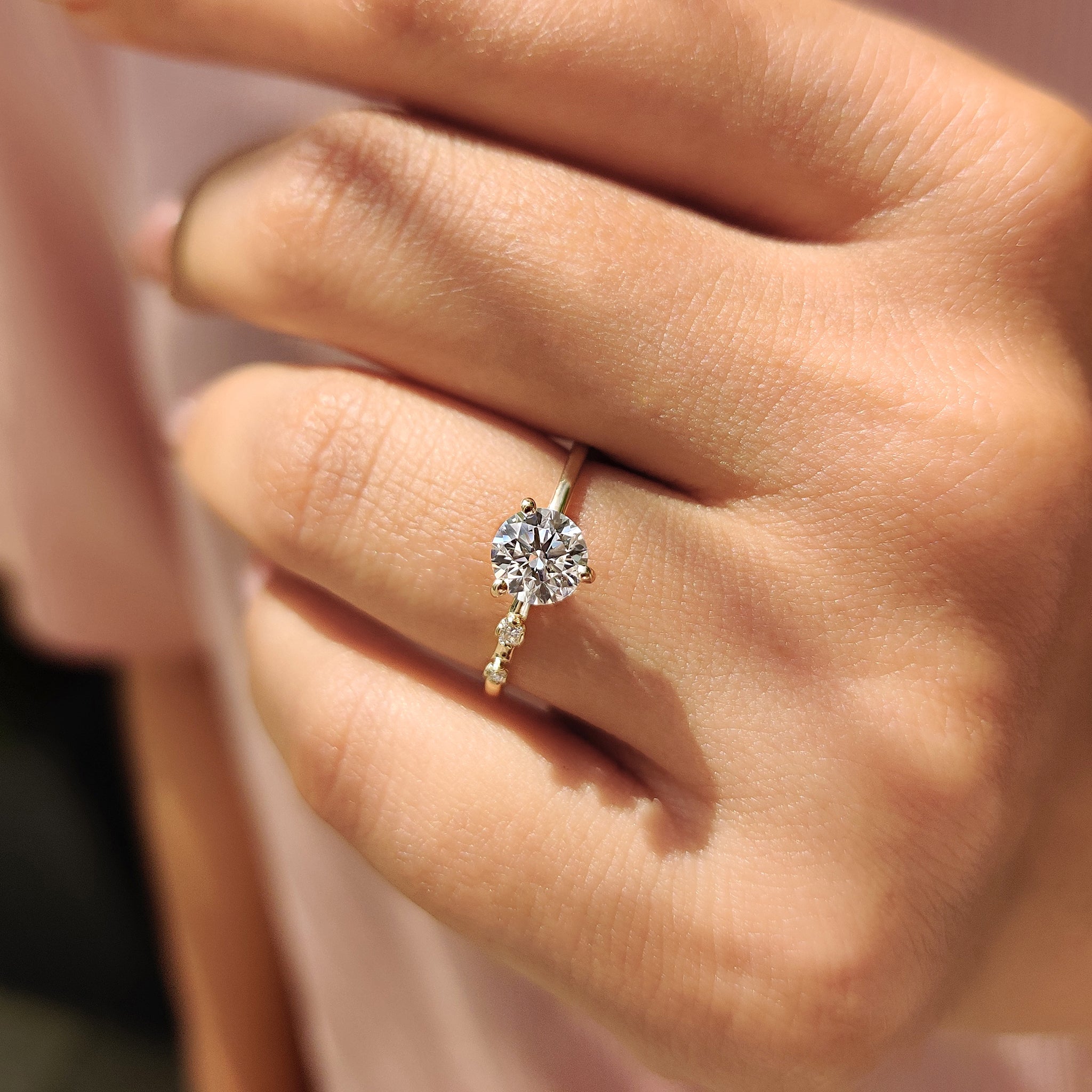 Round Cut 3 Diamond Engagement Ring