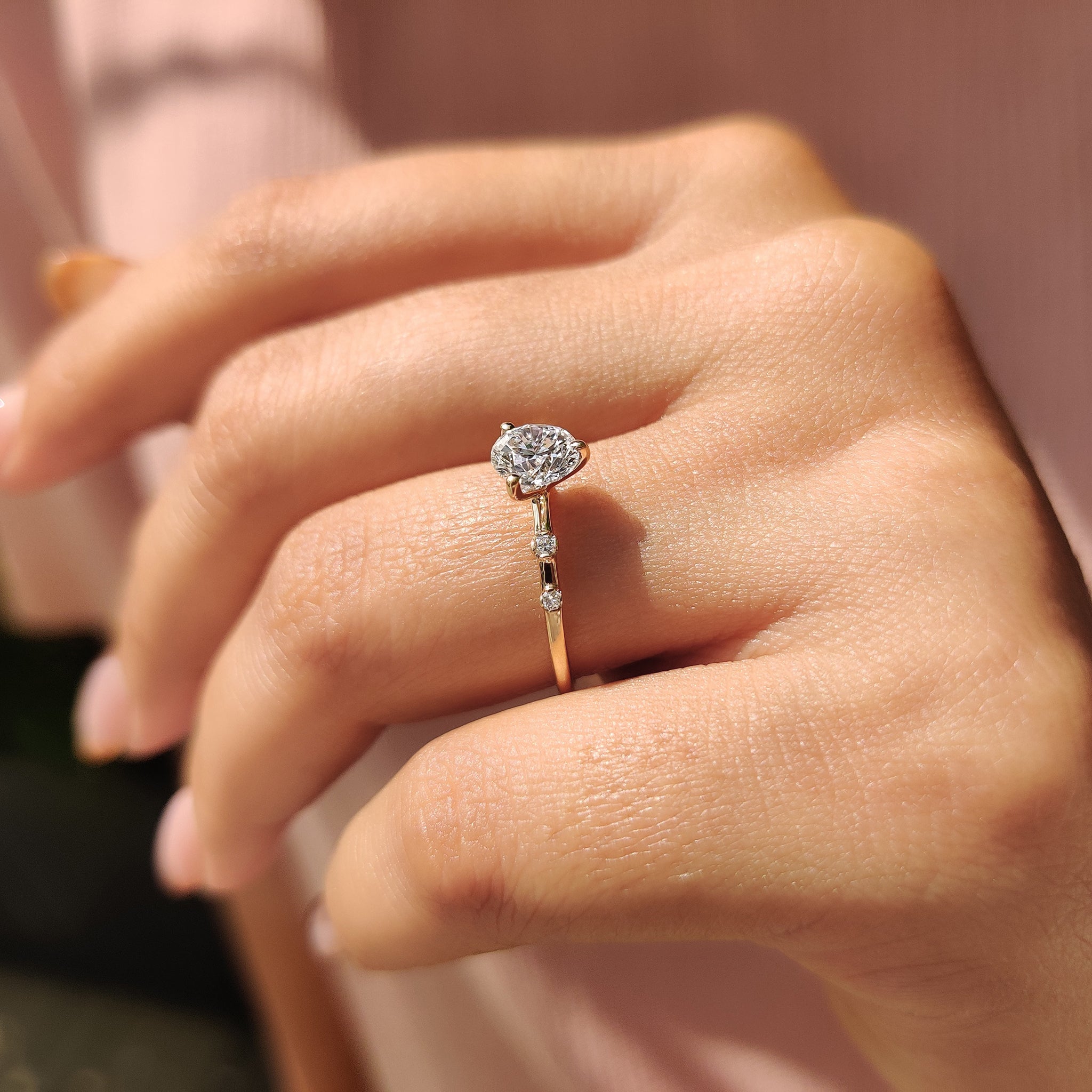 Round Cut 3 Diamond Engagement Ring