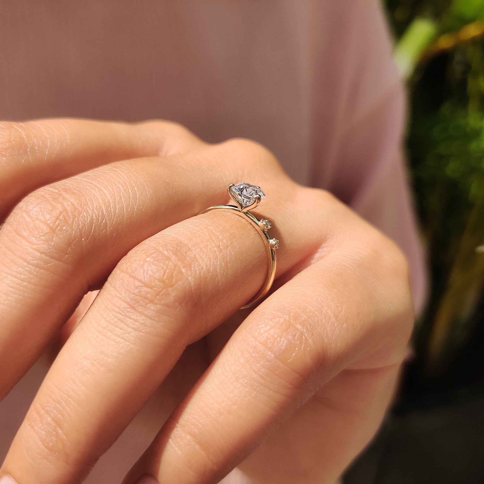 Round Cut 3 Diamond Engagement Ring