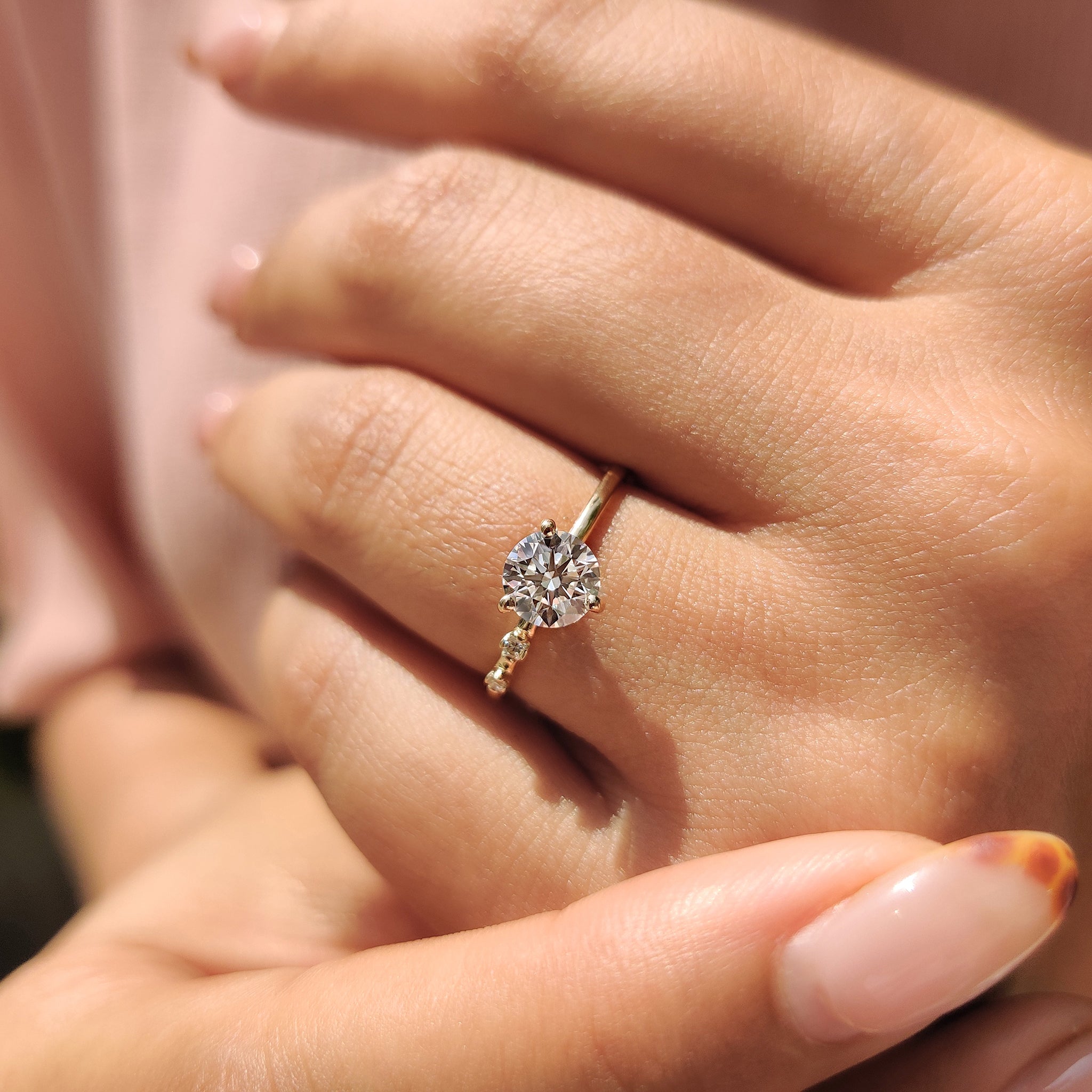 Round Cut 3 Diamond Engagement Ring