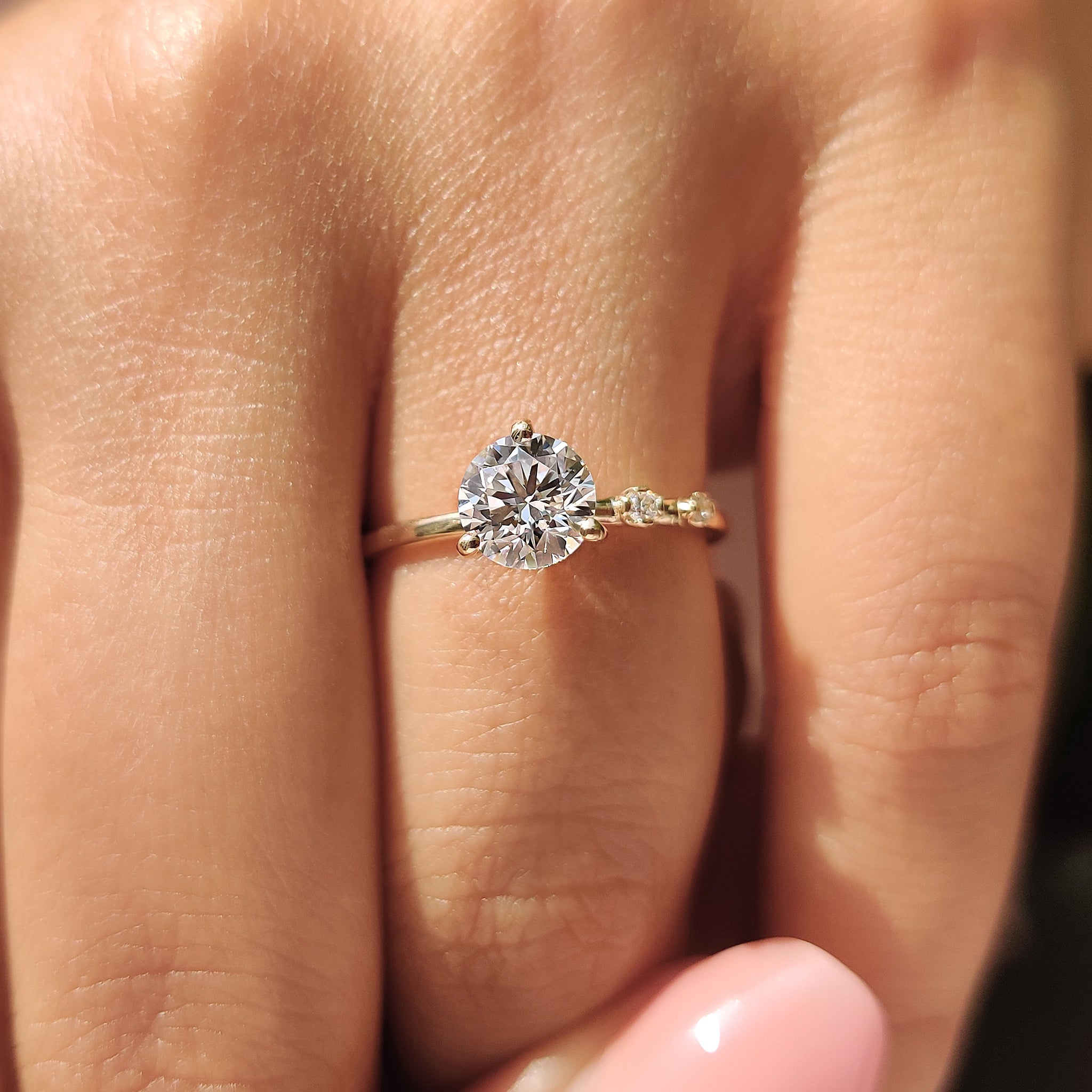 Round Cut 3 Diamond Engagement Ring