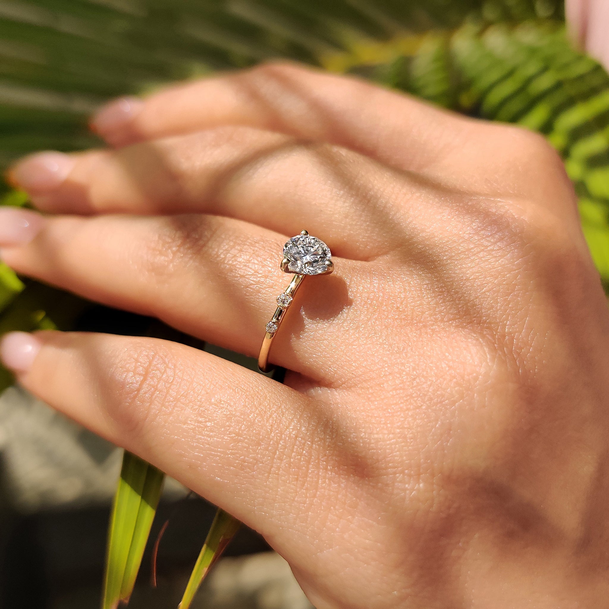 Round Cut 3 Diamond Engagement Ring