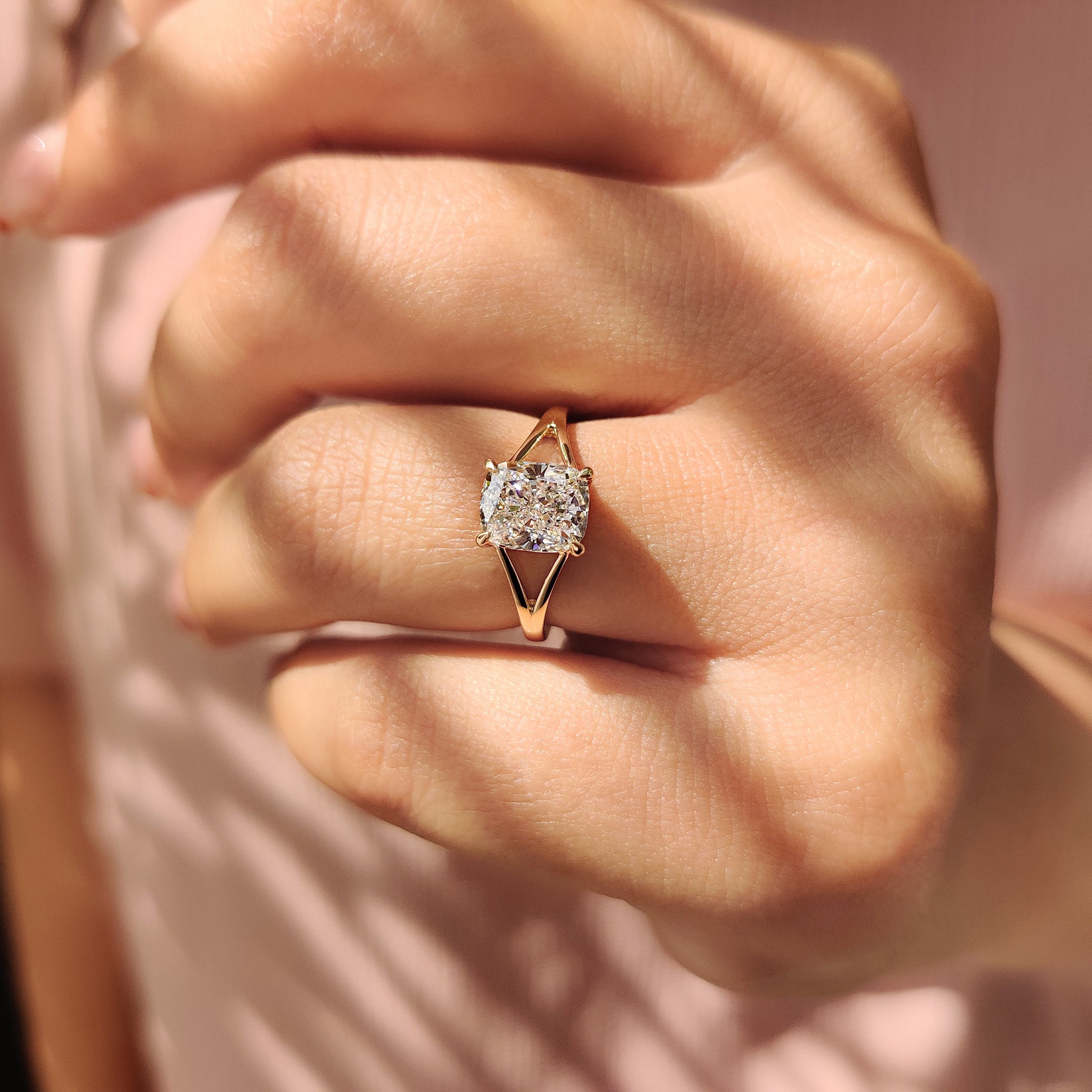 White Gold Elongated Cushion Cut Diamond Ring
