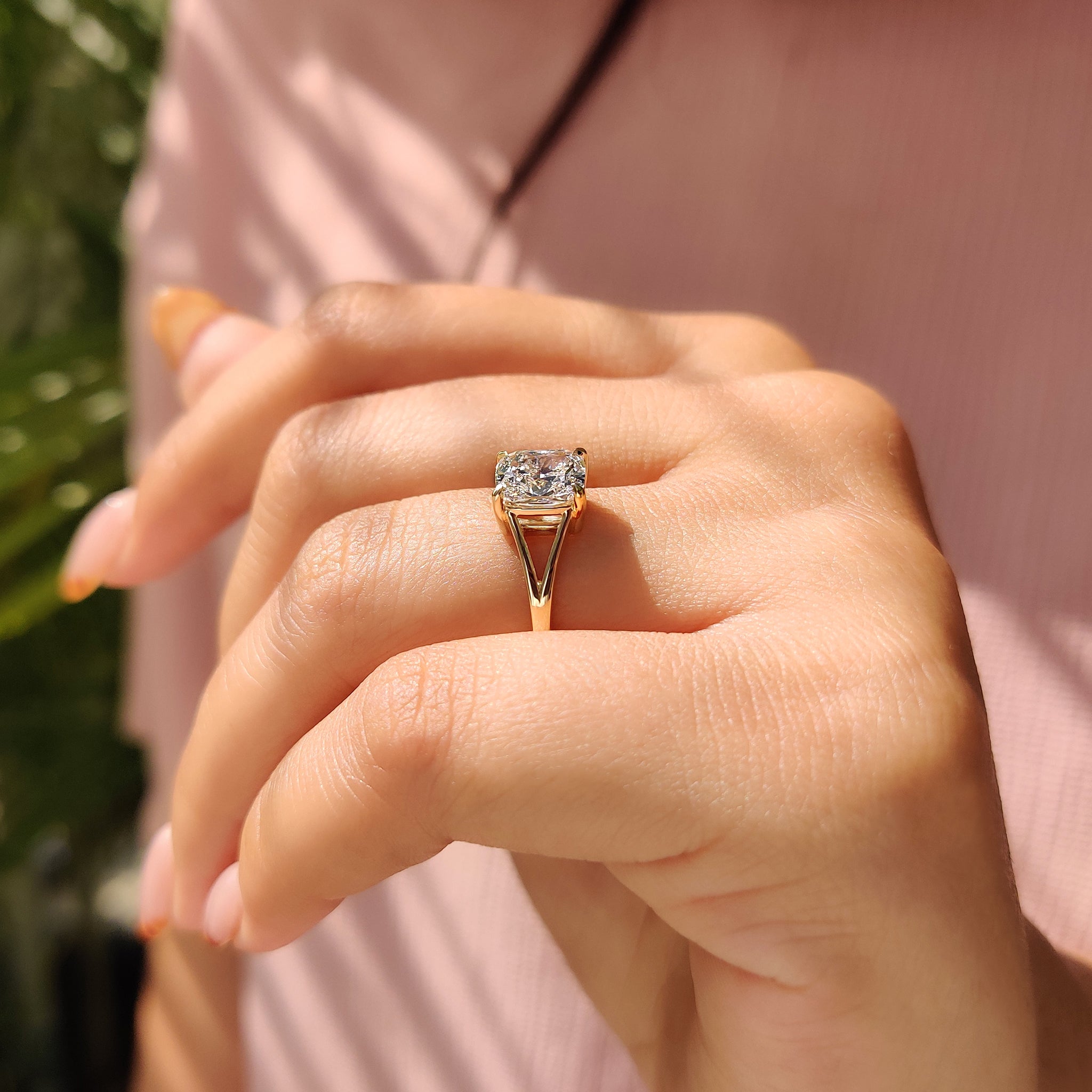 White Gold Elongated Cushion Cut Diamond Ring