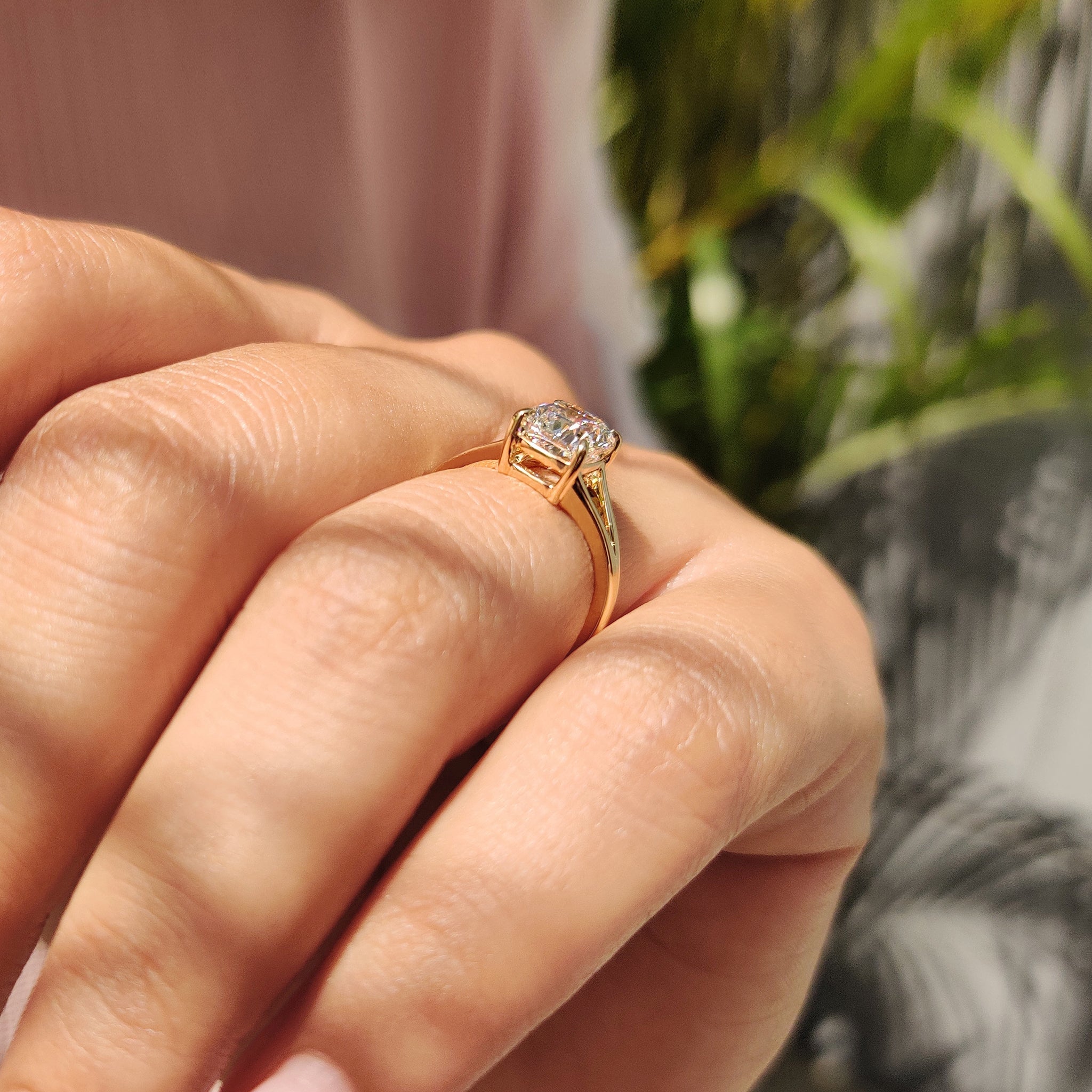 White Gold Elongated Cushion Cut Diamond Ring