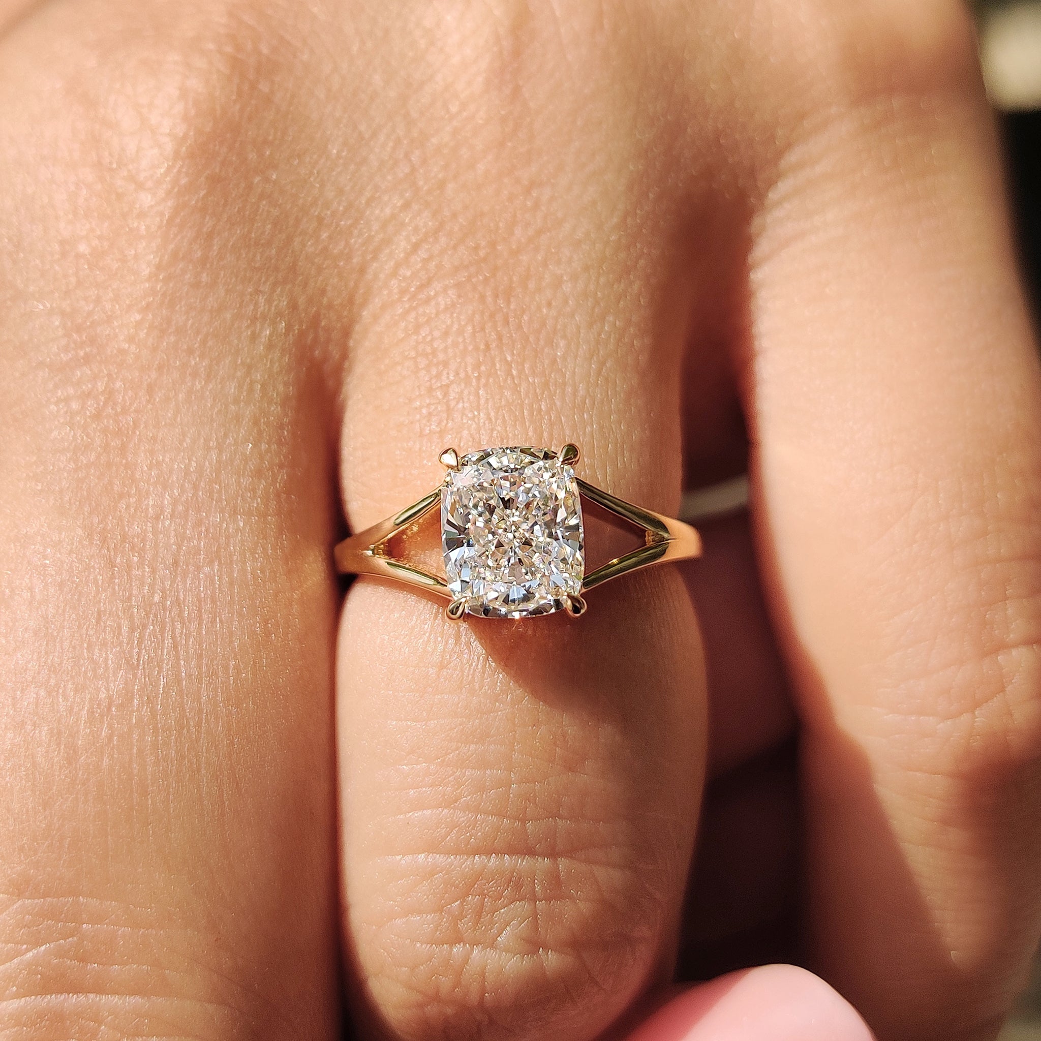 White Gold Elongated Cushion Cut Diamond Ring