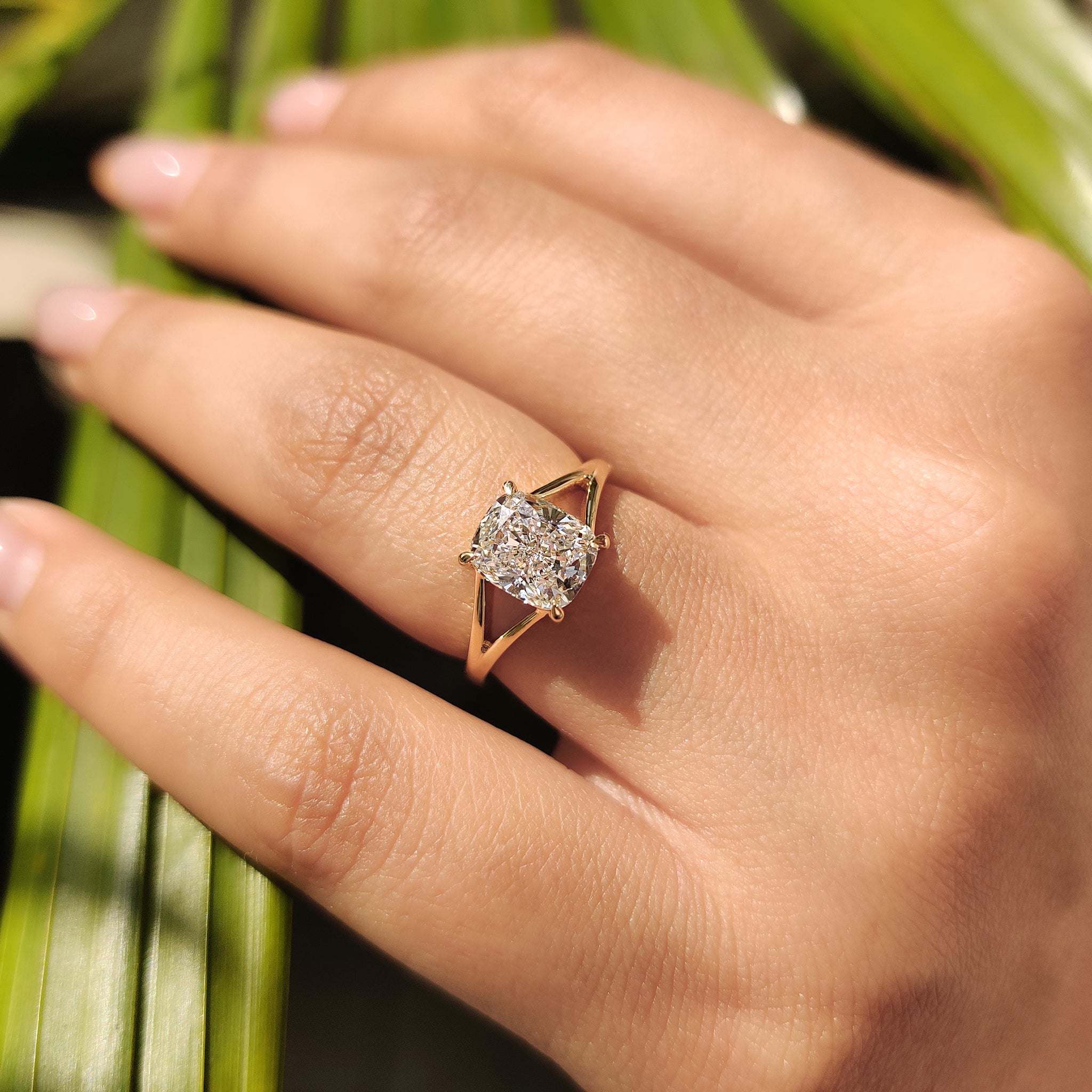 White Gold Elongated Cushion Cut Diamond Ring
