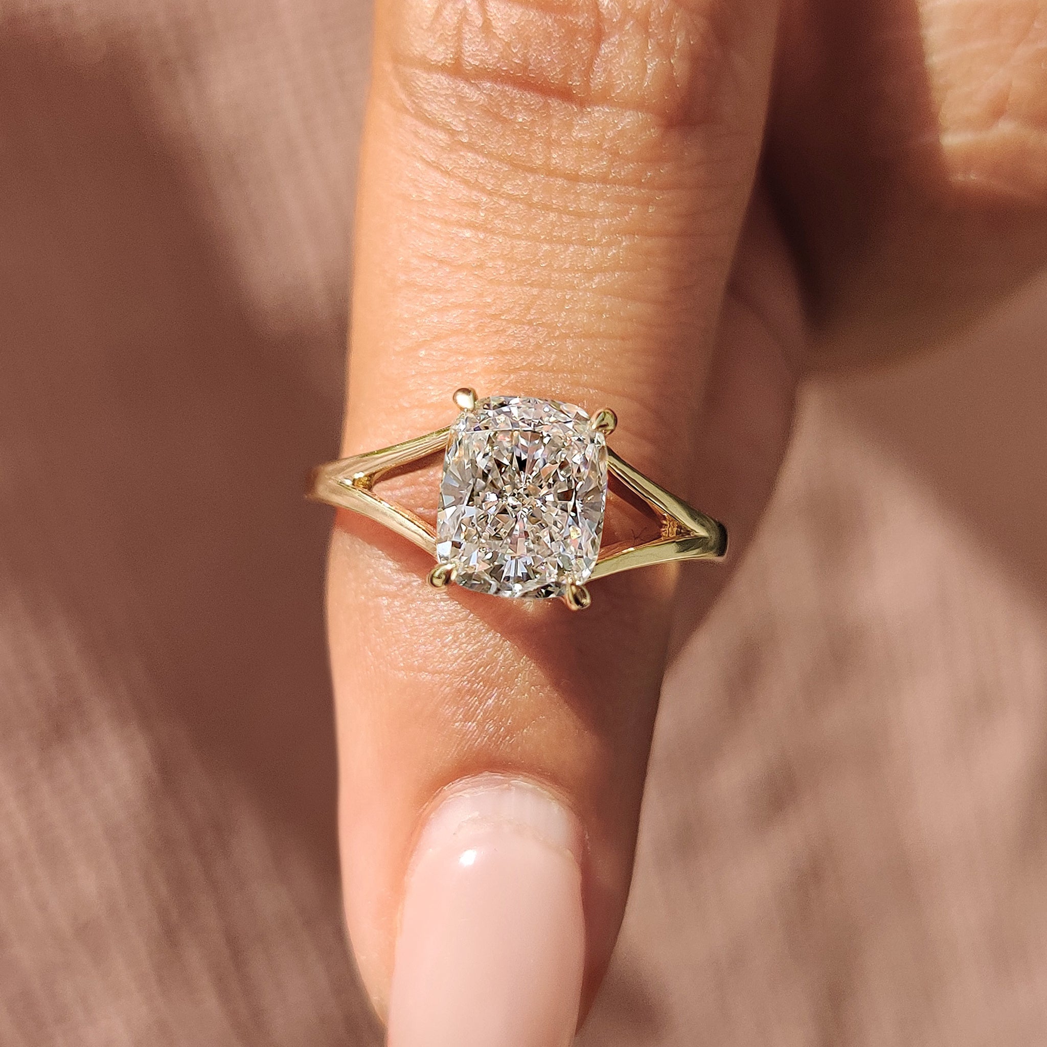 White Gold Elongated Cushion Cut Diamond Ring
