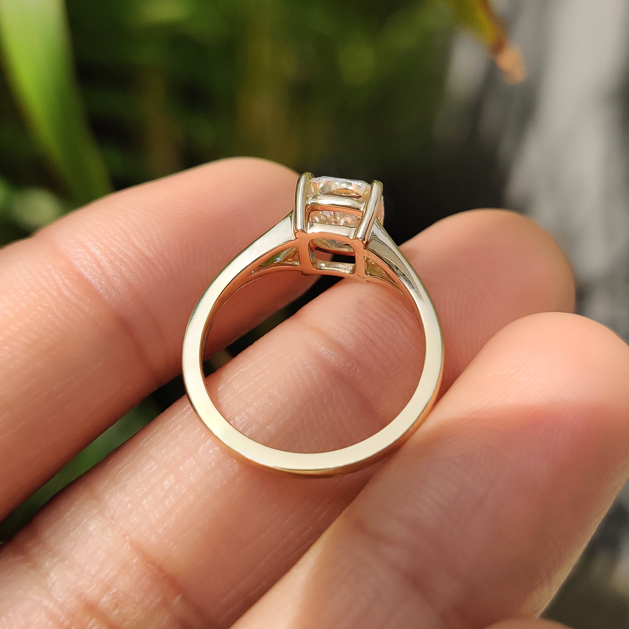 White Gold Elongated Cushion Cut Diamond Ring