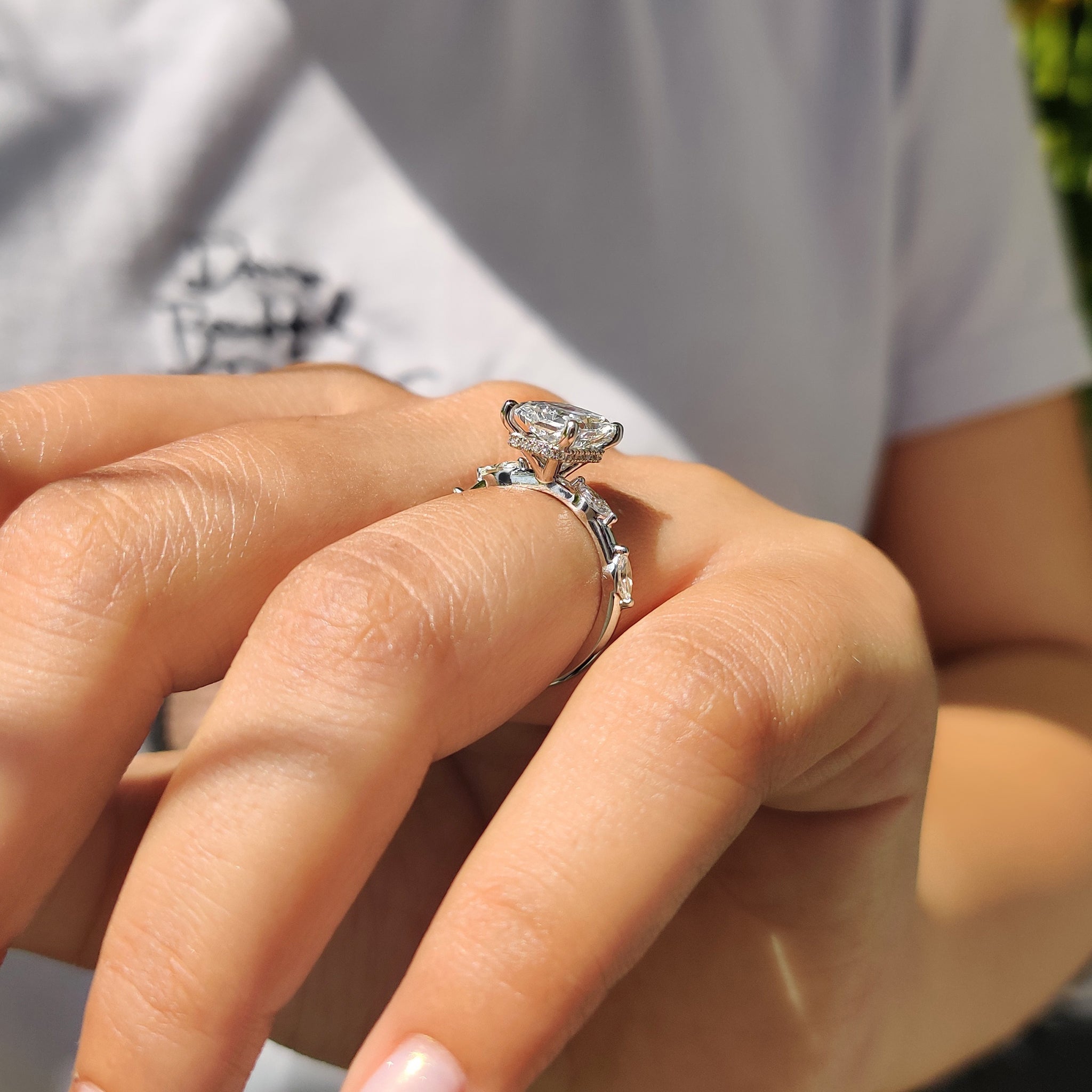 Carat diamonds ring with a Hidden Halo setting, highlighting the beauty of Lab Grown Diamonds.
