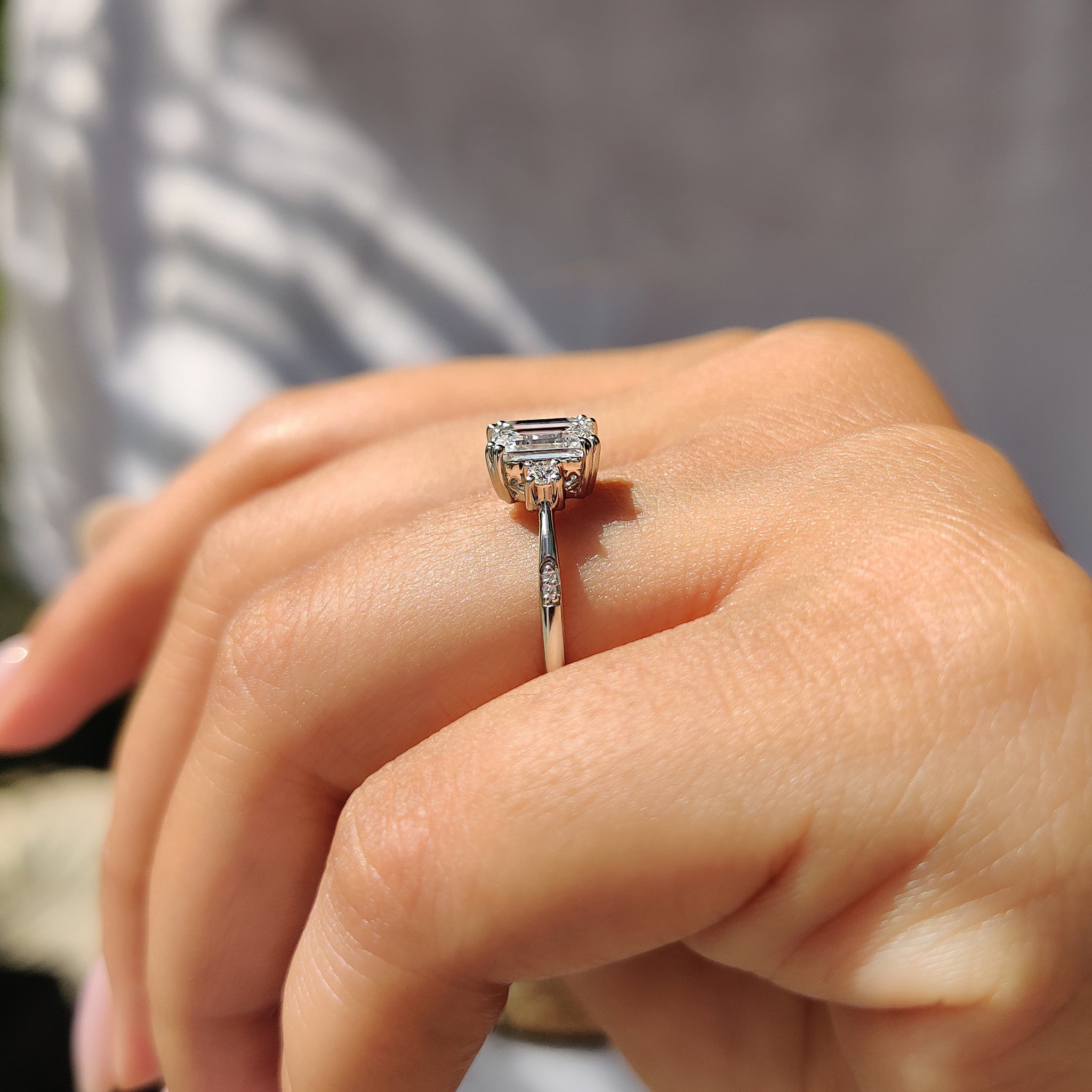 Emerald Cut Double Prong Engagement Ring