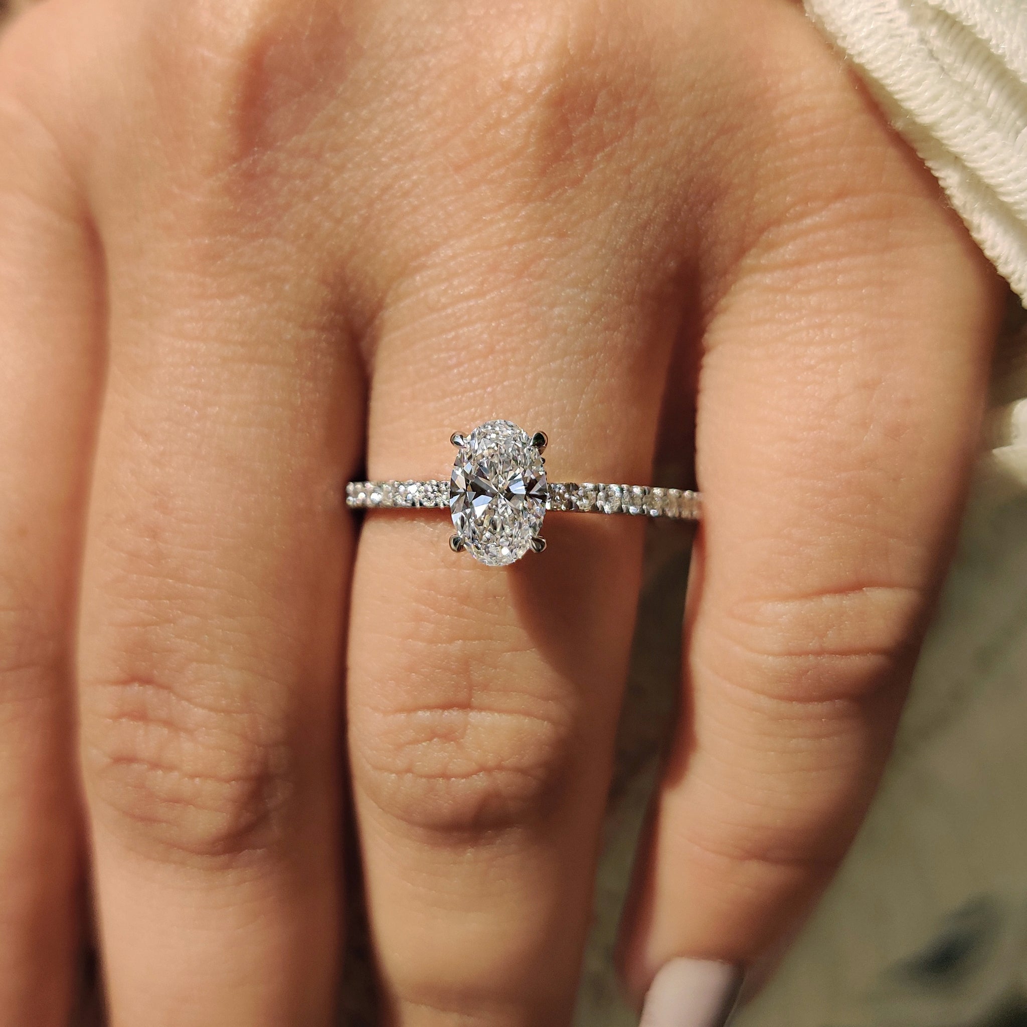 Lab Grown Diamond oval engagement ring.