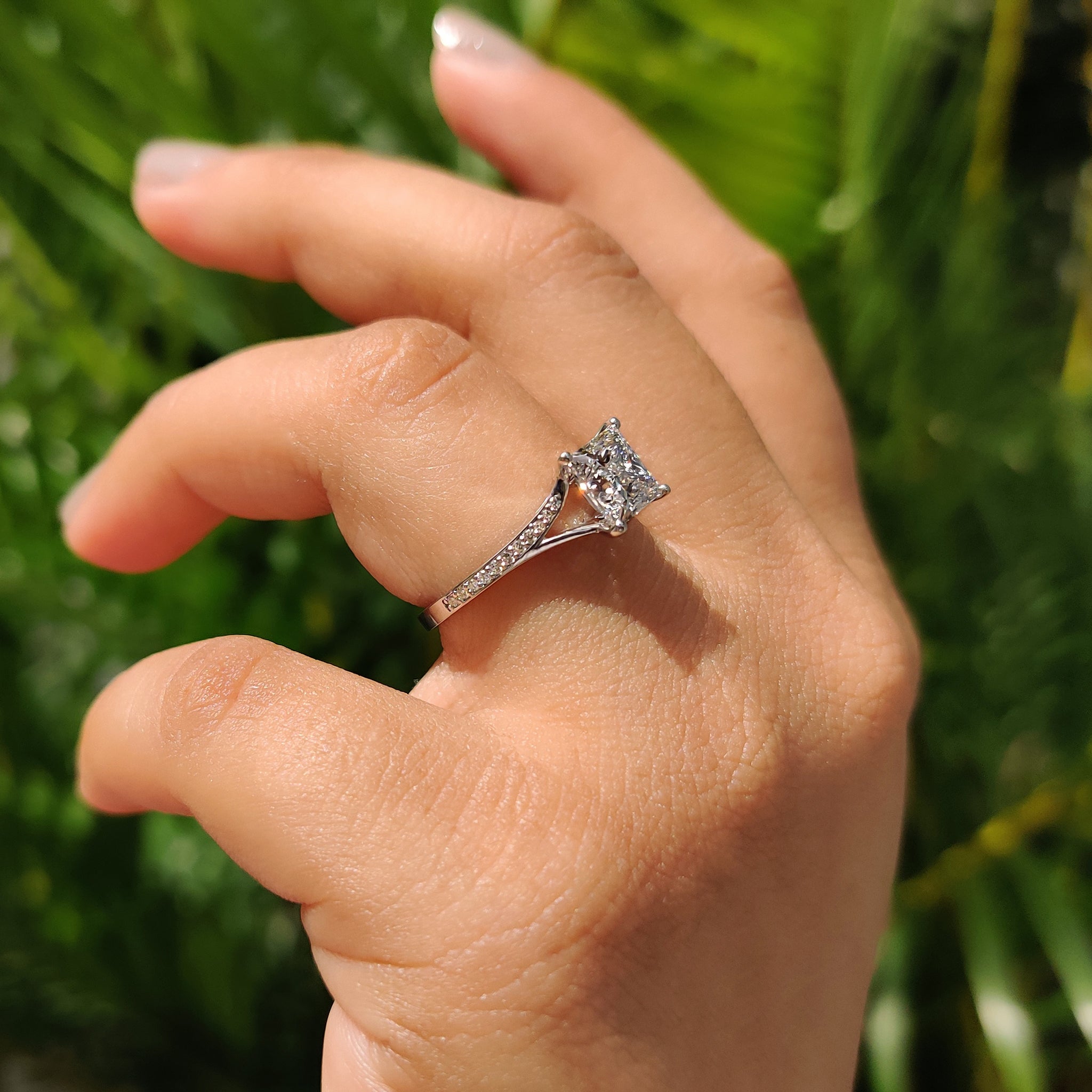 princess cut dress ring Rose Gold 2.5 Carat Princess Cut Engagement Ring Set 5