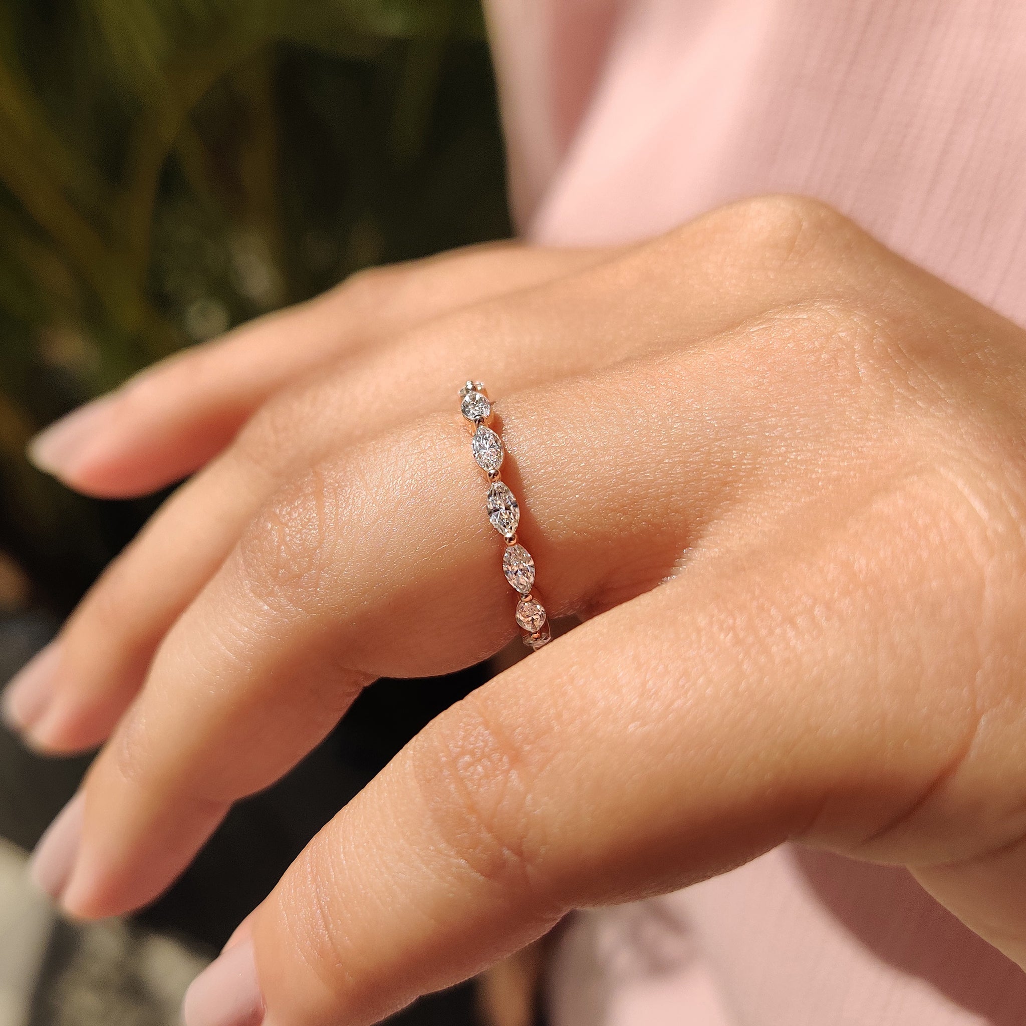 Simple diamond wedding band crafted with lab grown diamond and handmade jewelry.
