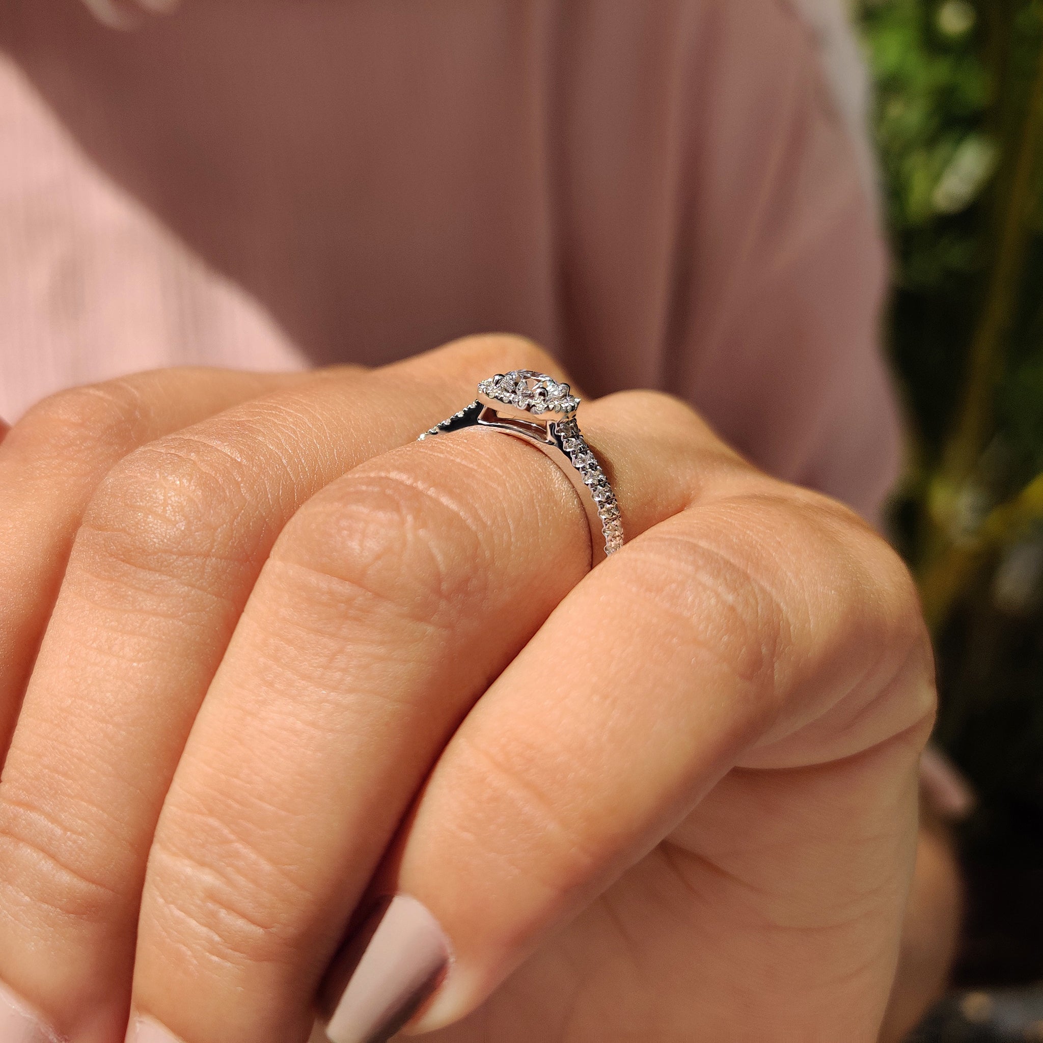 Cathedral setting ring with Lab Grown Diamond.
