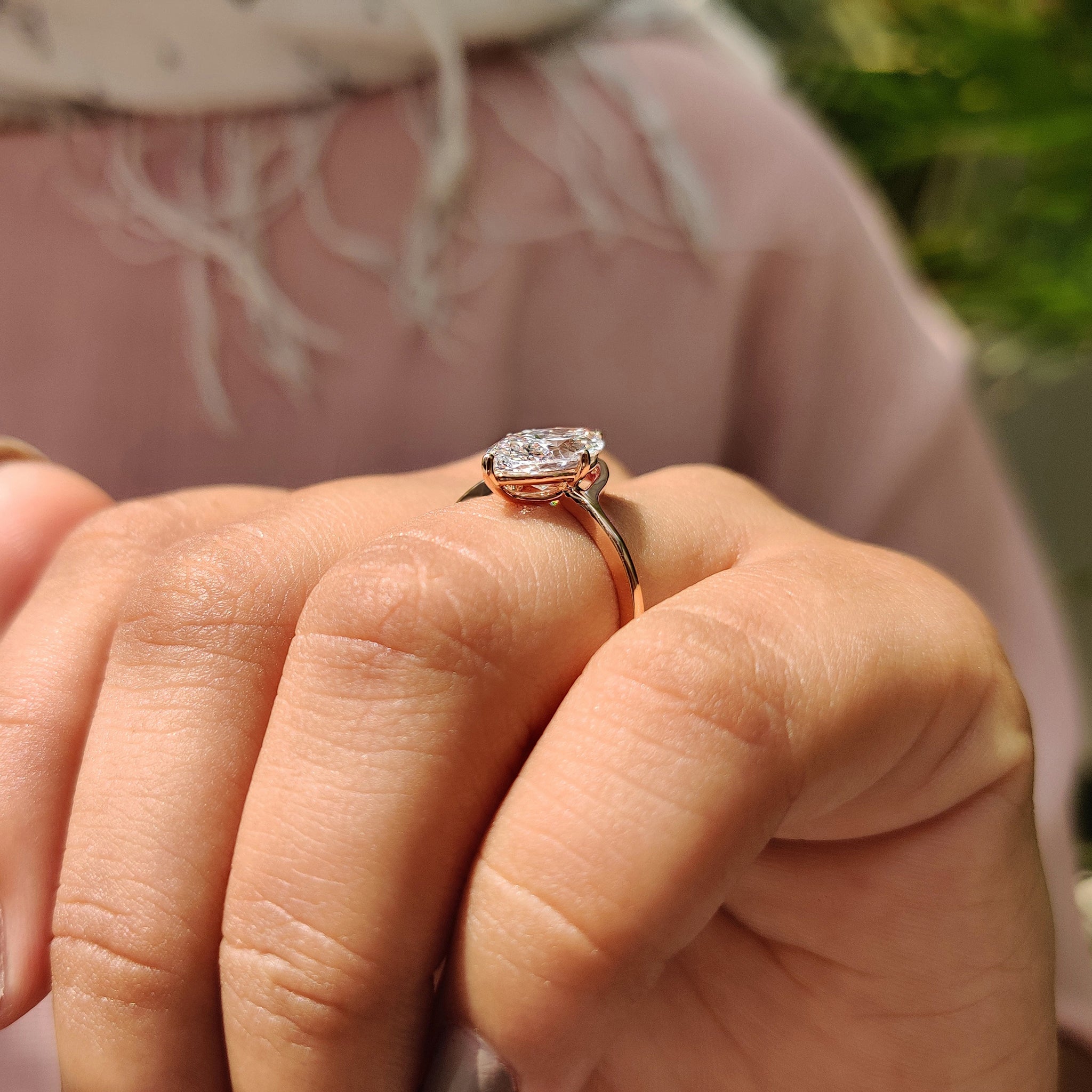 Half bezel setting paired with carat diamonds ring.
