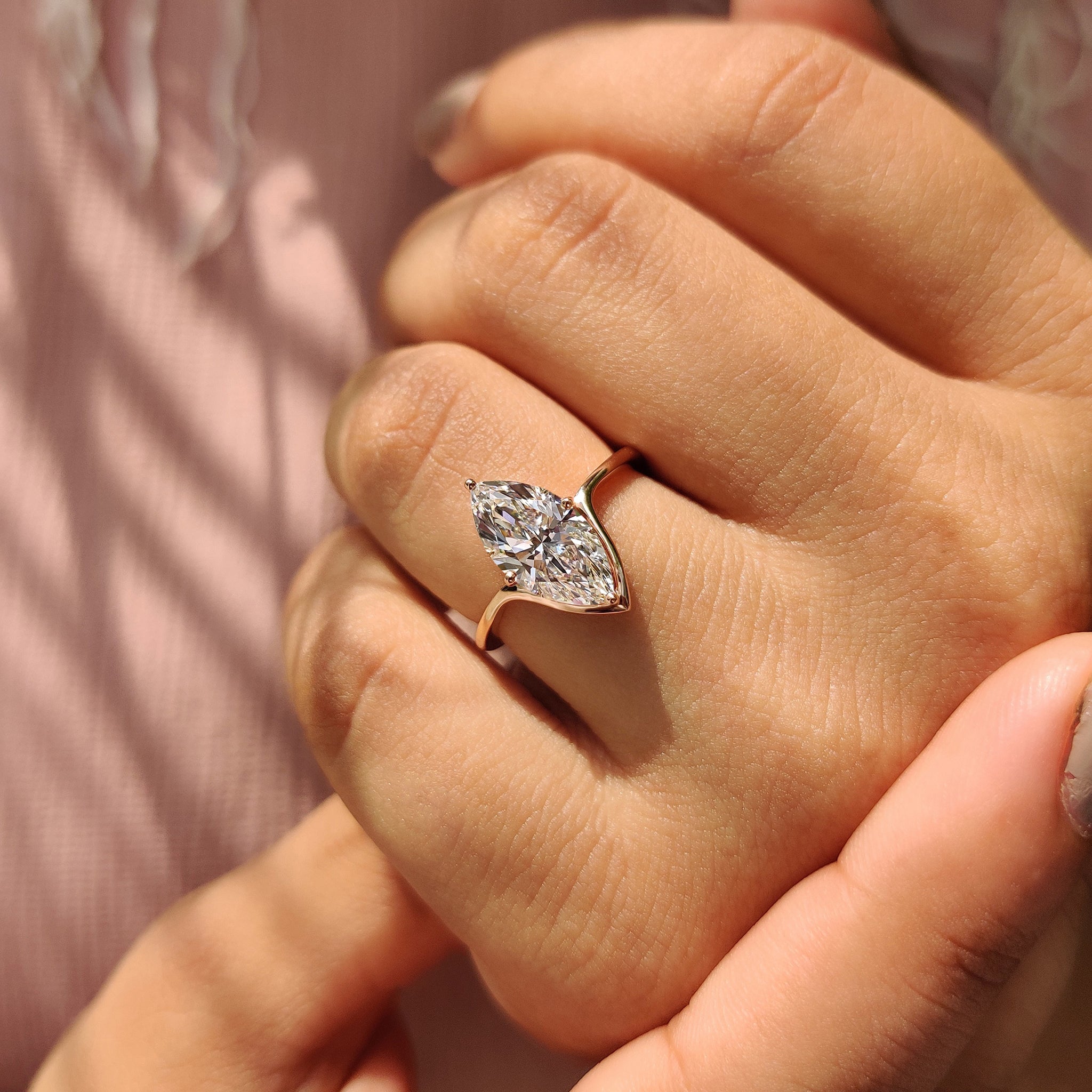 Rose gold engagement ring with Lab Grown Diamond.

