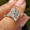 Marquise cut engagement ring with tapered shank ring.
