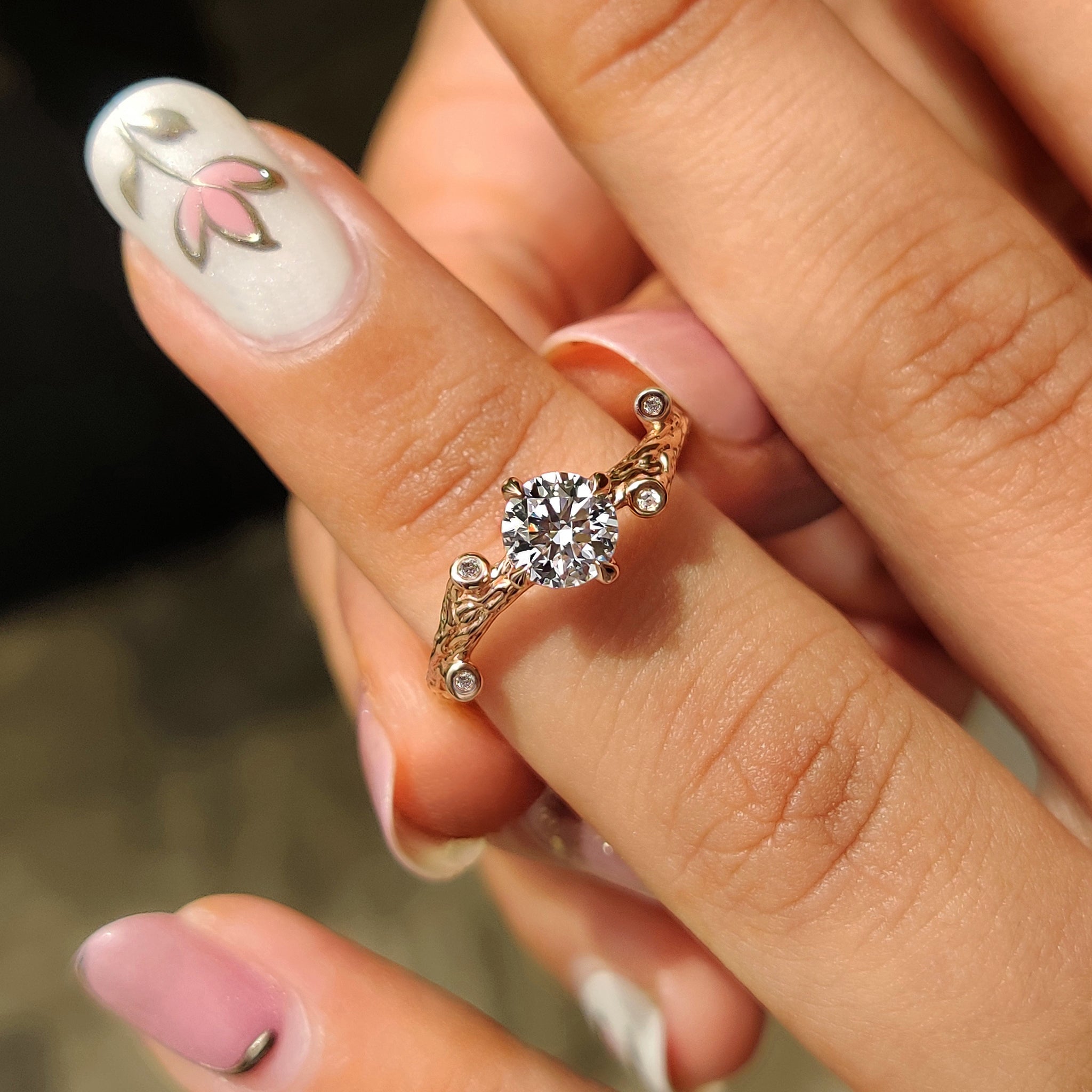 Cluster engagement ring with handmade jewelry.
