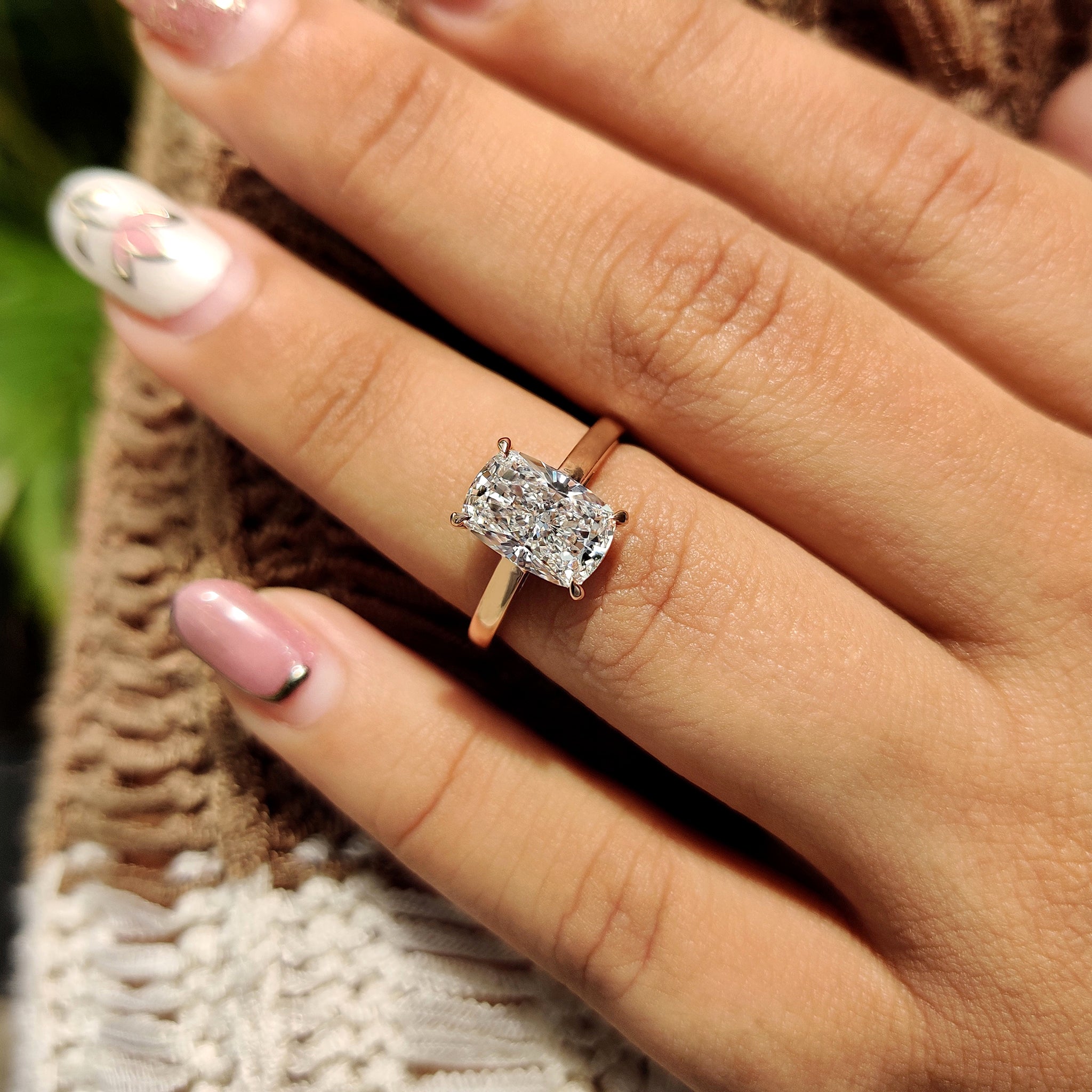 Rose gold engagement ring with Lab Grown Diamond.

