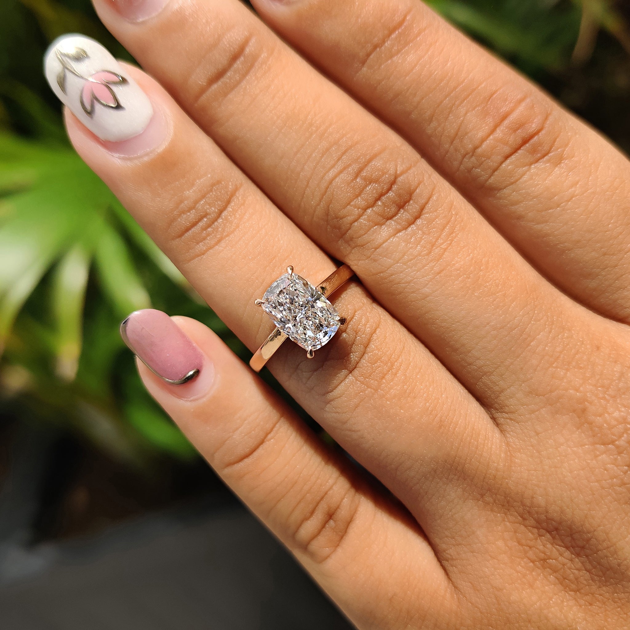 Carat diamonds engagement ring with cushion cut style.
