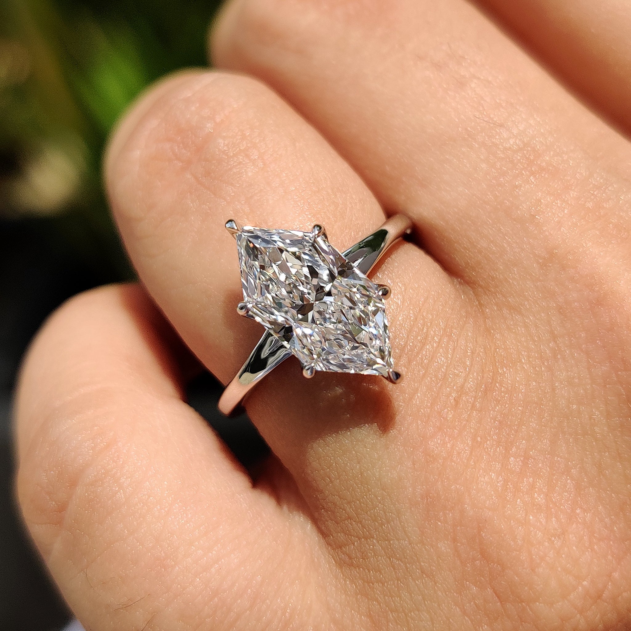 White gold engagement ring with Lab Grown Diamond.
