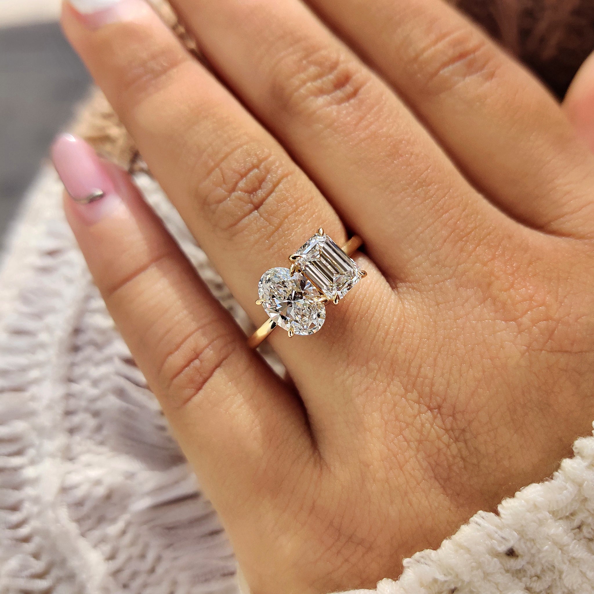 IGI certified diamond in oval engagement ring.
