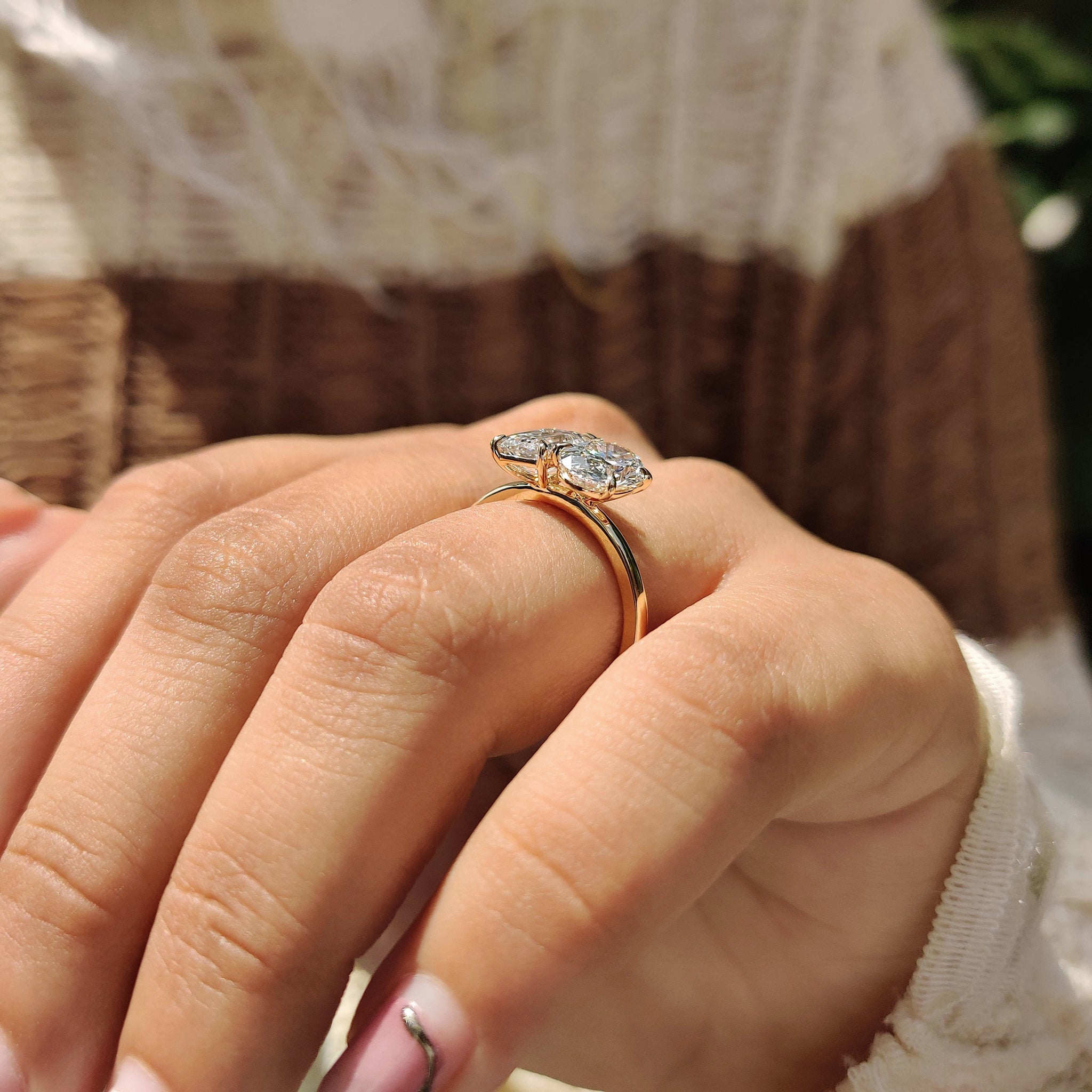 Yellow gold engagement ring with Lab Grown Diamond.
