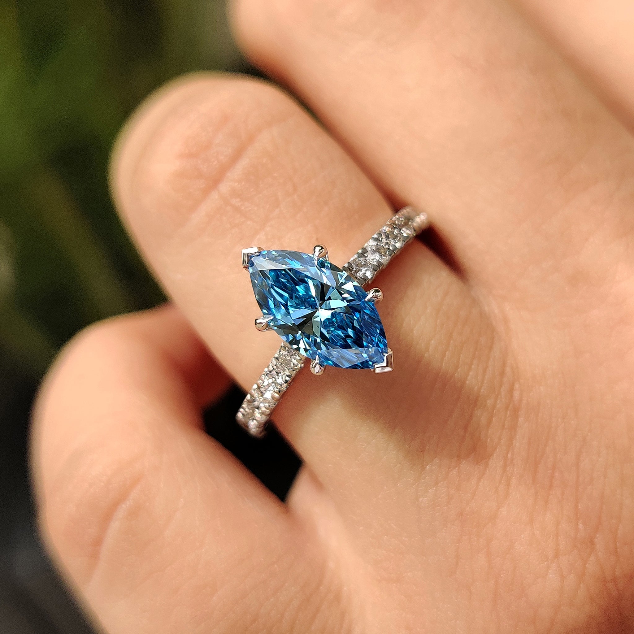 Pave setting band with handmade jewelry.